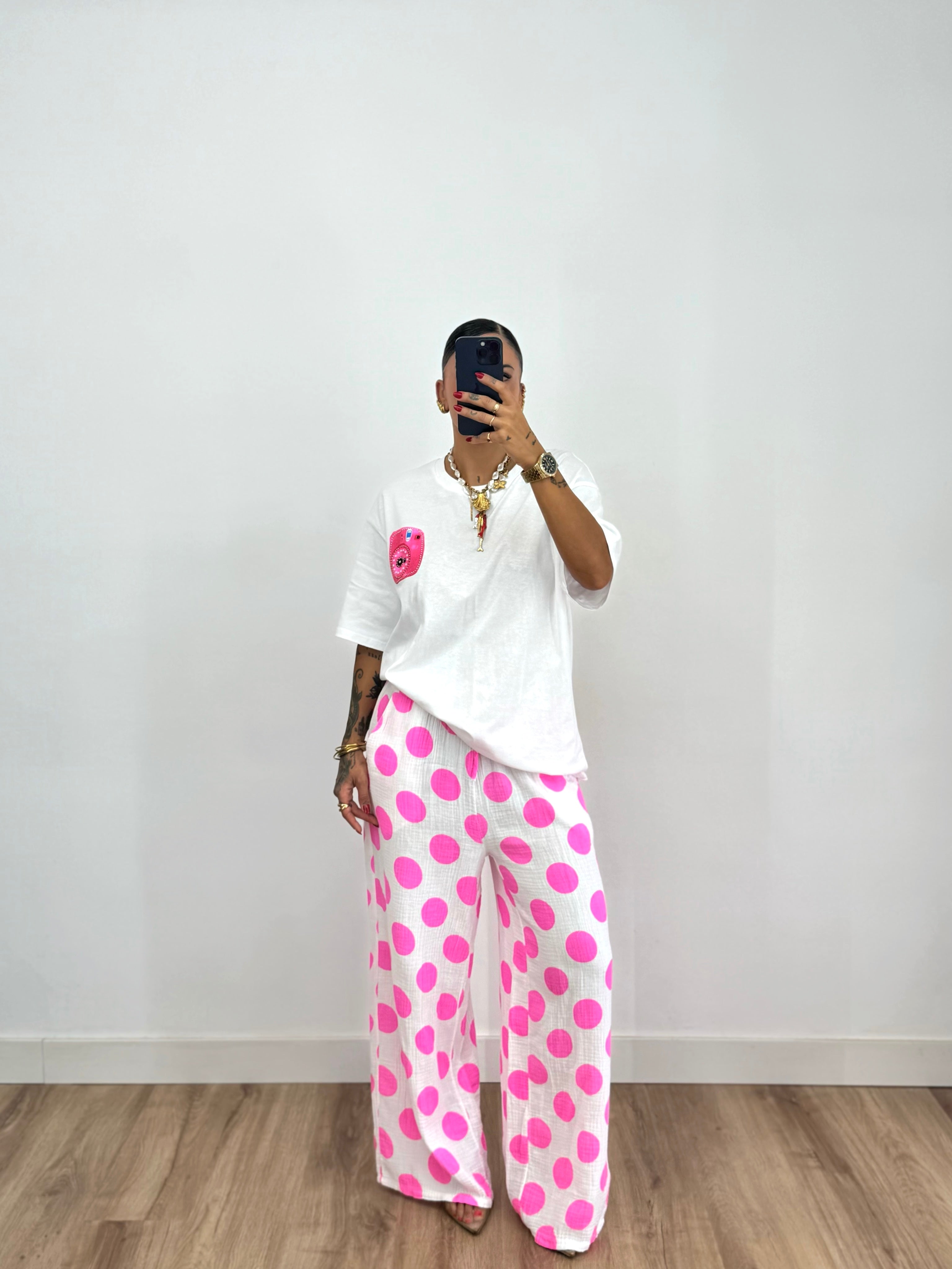 PANTALÓN BAMBULA POLKA DOTS FLÚOR