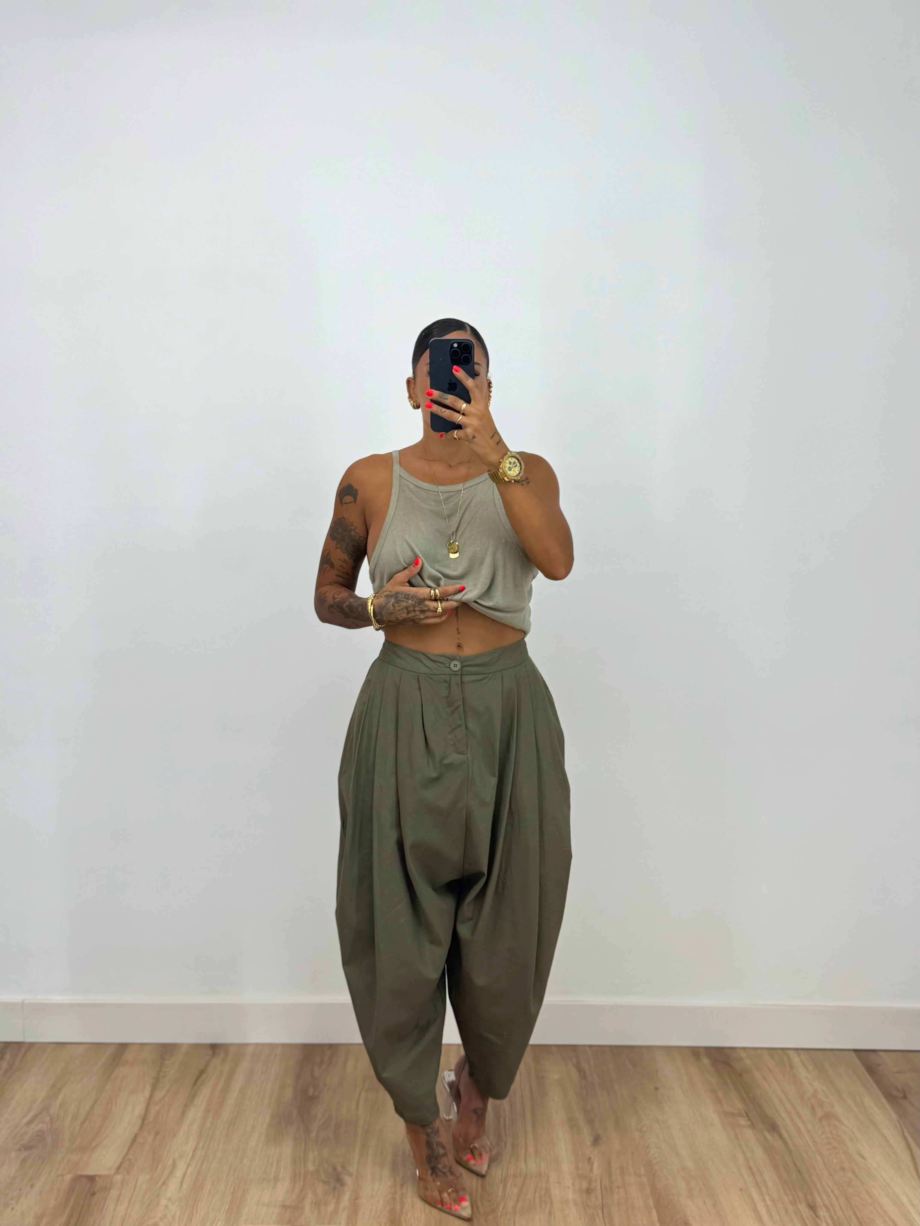 PANTALÓN BAGGY PREMIUM PURO LINO VERD