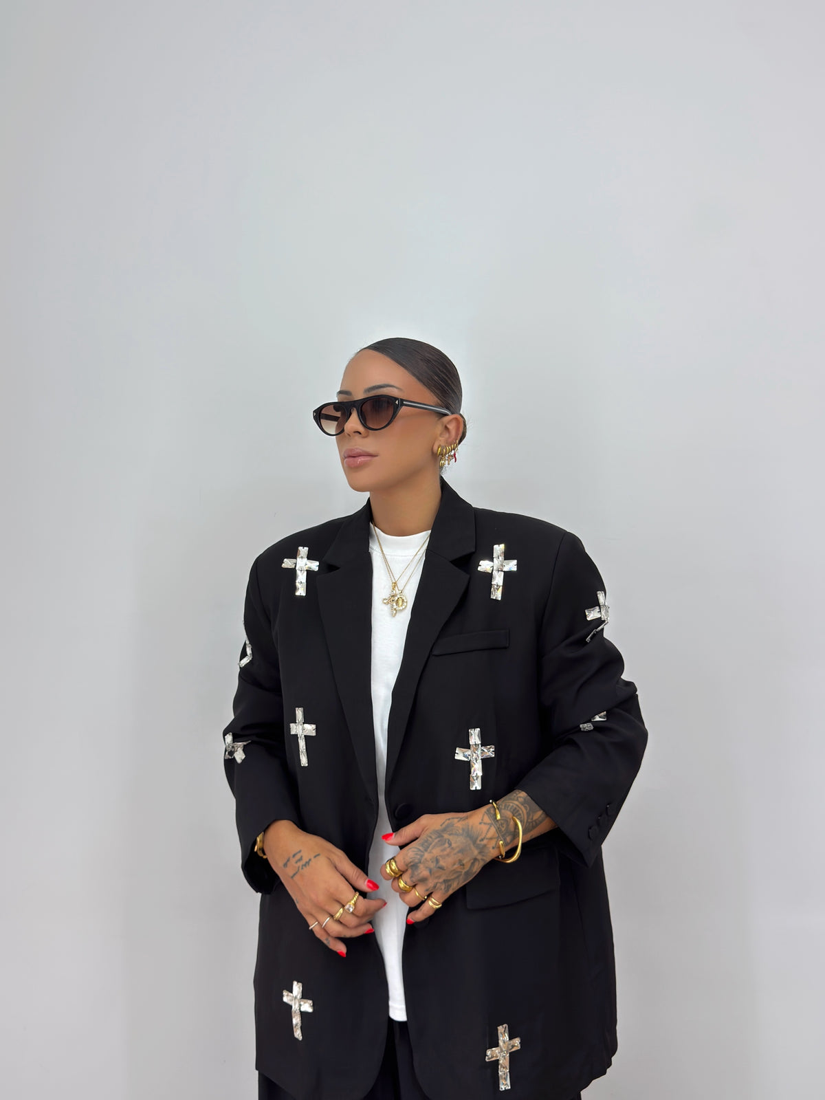BLAZER OVER PREMIUM BLACK CROSS