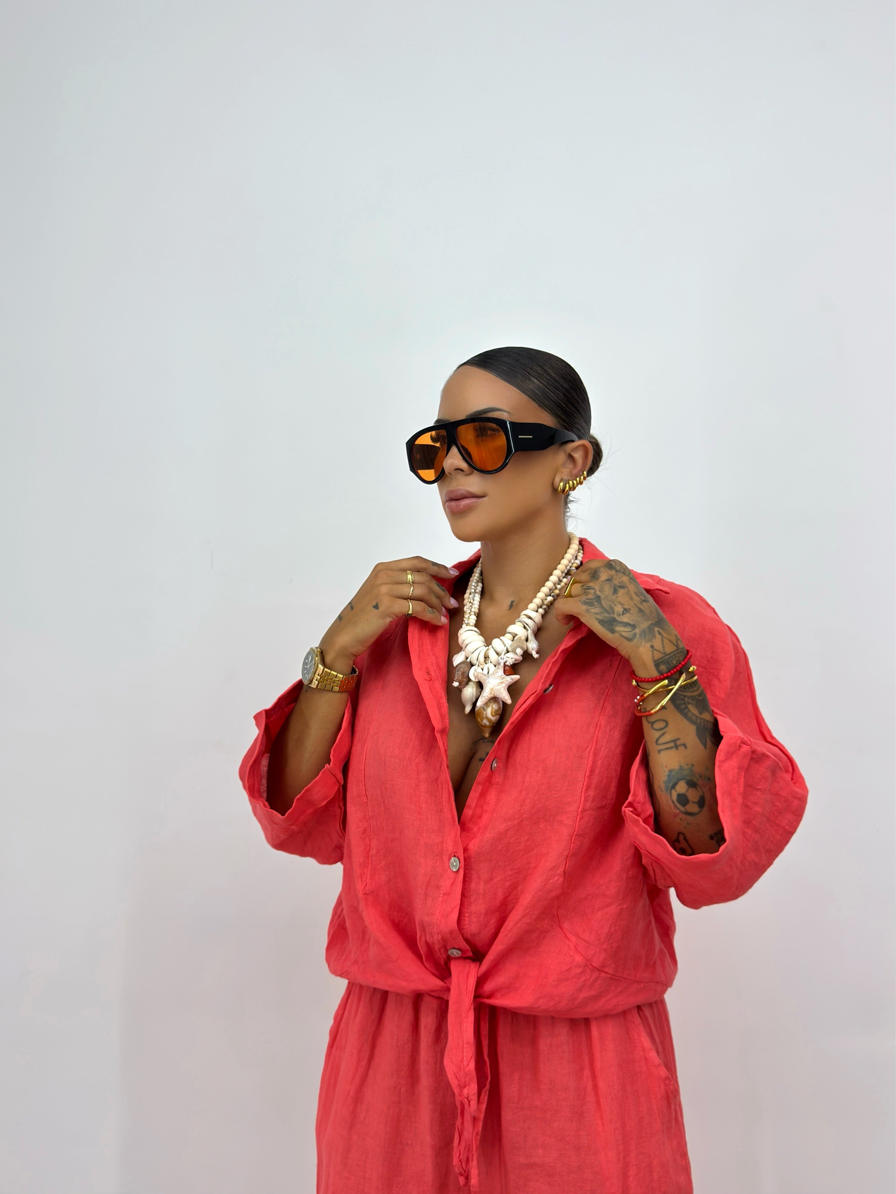 CAMISA PURO LINO CORAL