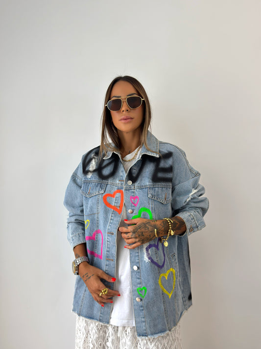 CHAQUETA OVER PREMIUM DENIM LOVE