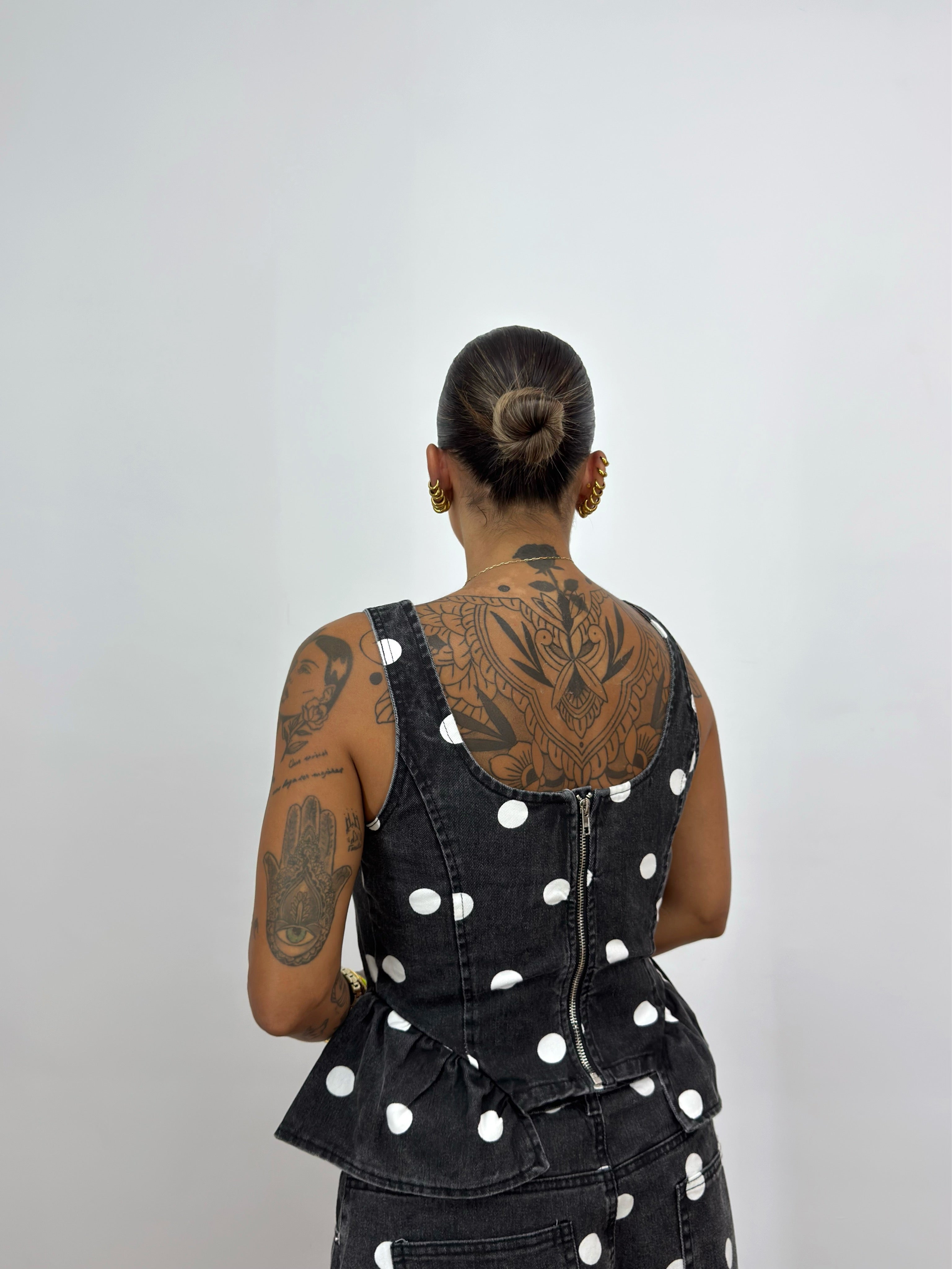 TOP PREMIUM DEMIM POLKA DOTS