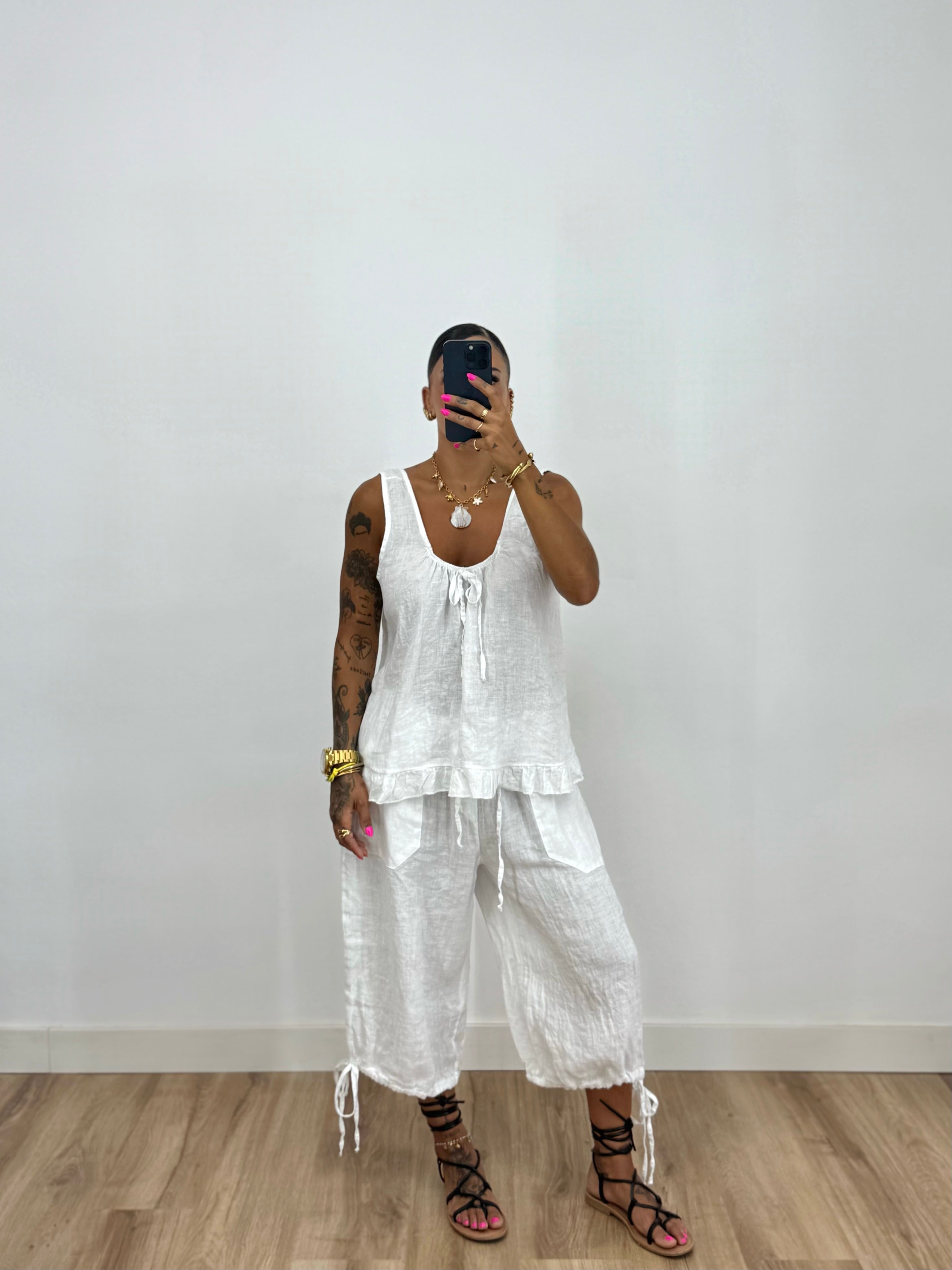PANTALÓN CULOTTE PREMIUM PURO LINO HANNAH