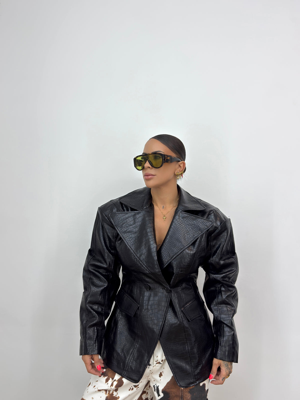BLAZER PREMIUM ECO PIEL BLACK DROLE