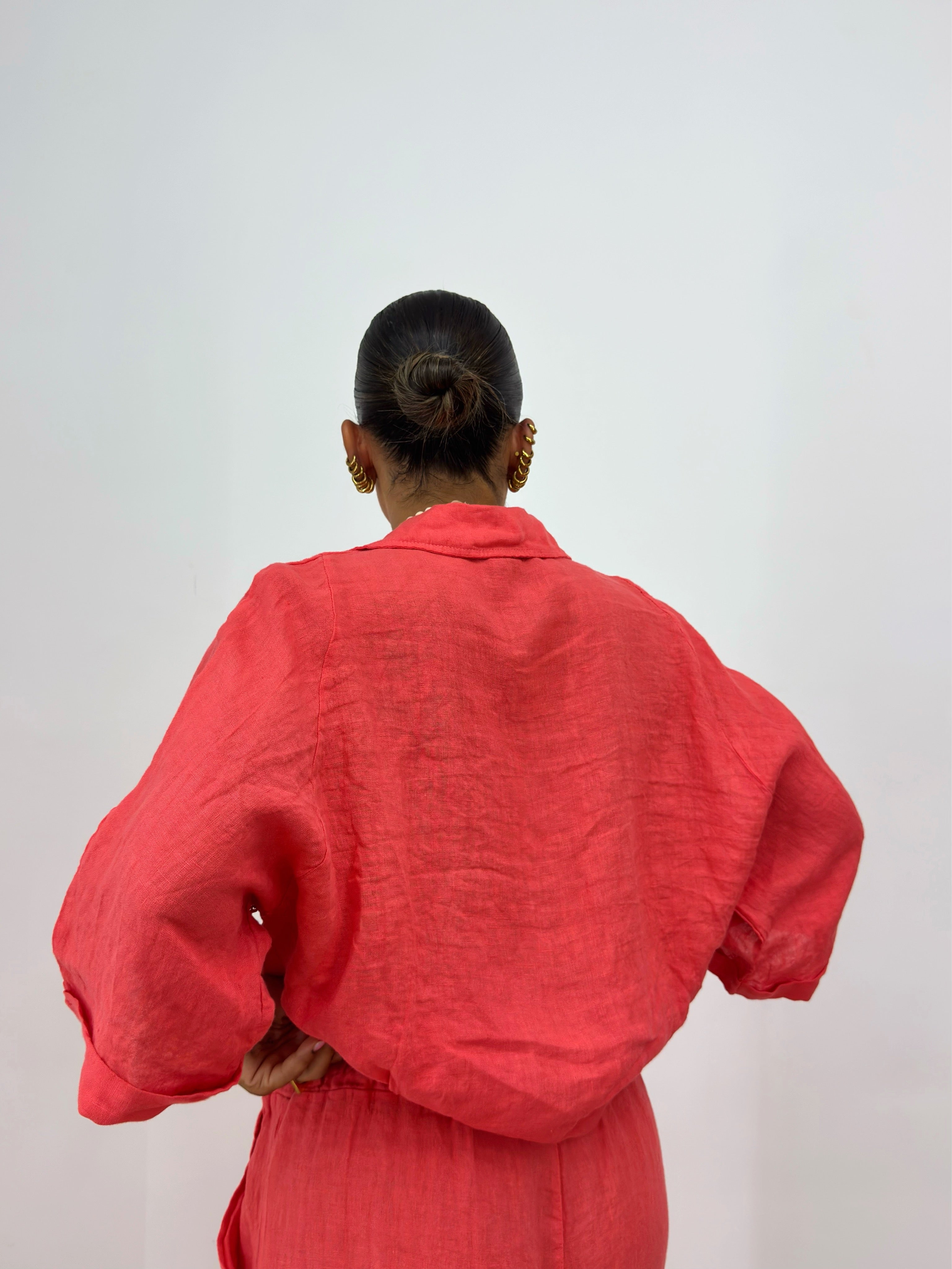 CAMISA PURO LINO CORAL