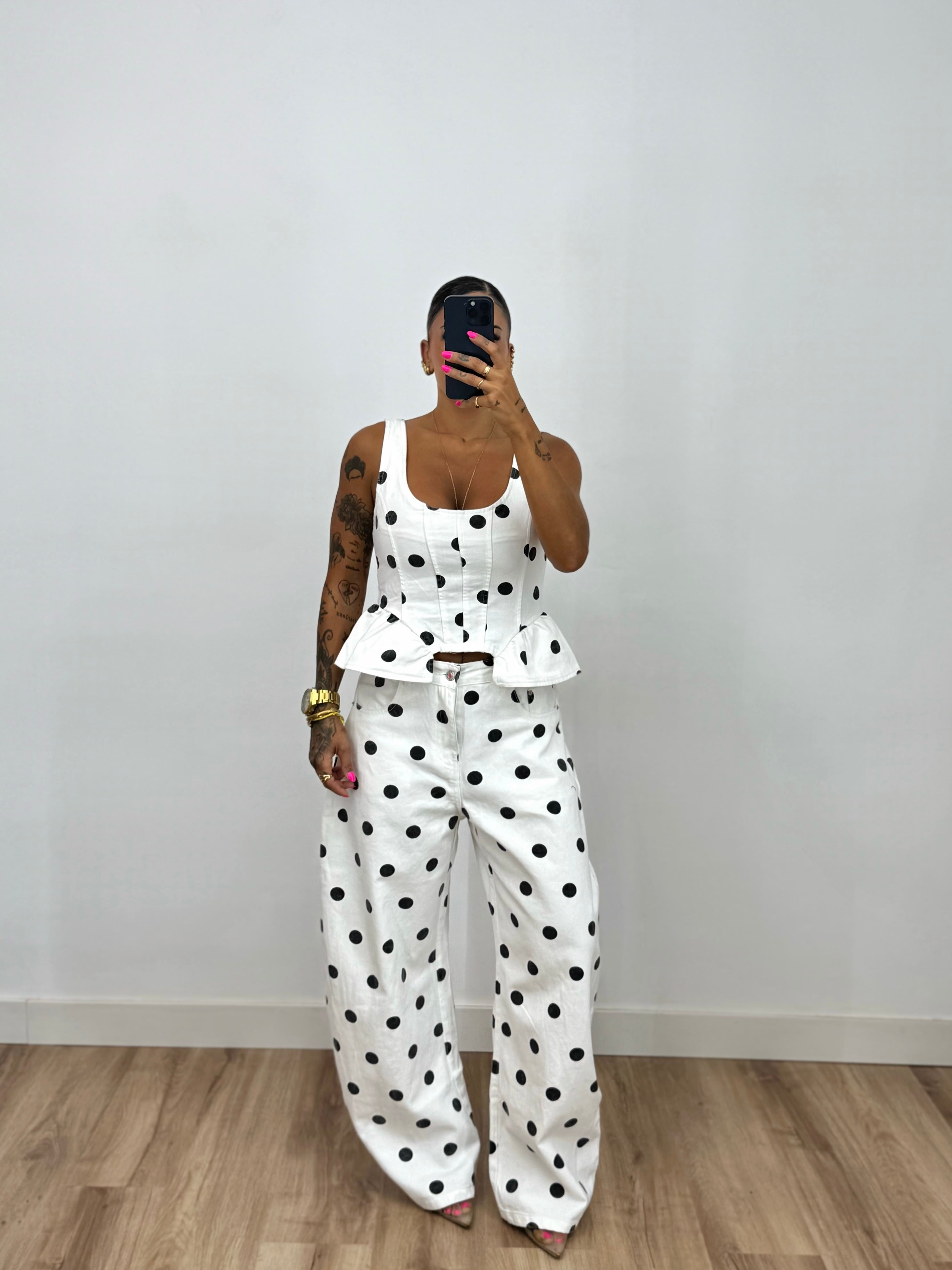 JEANS PREMIUM DENIM POLKA DOTS