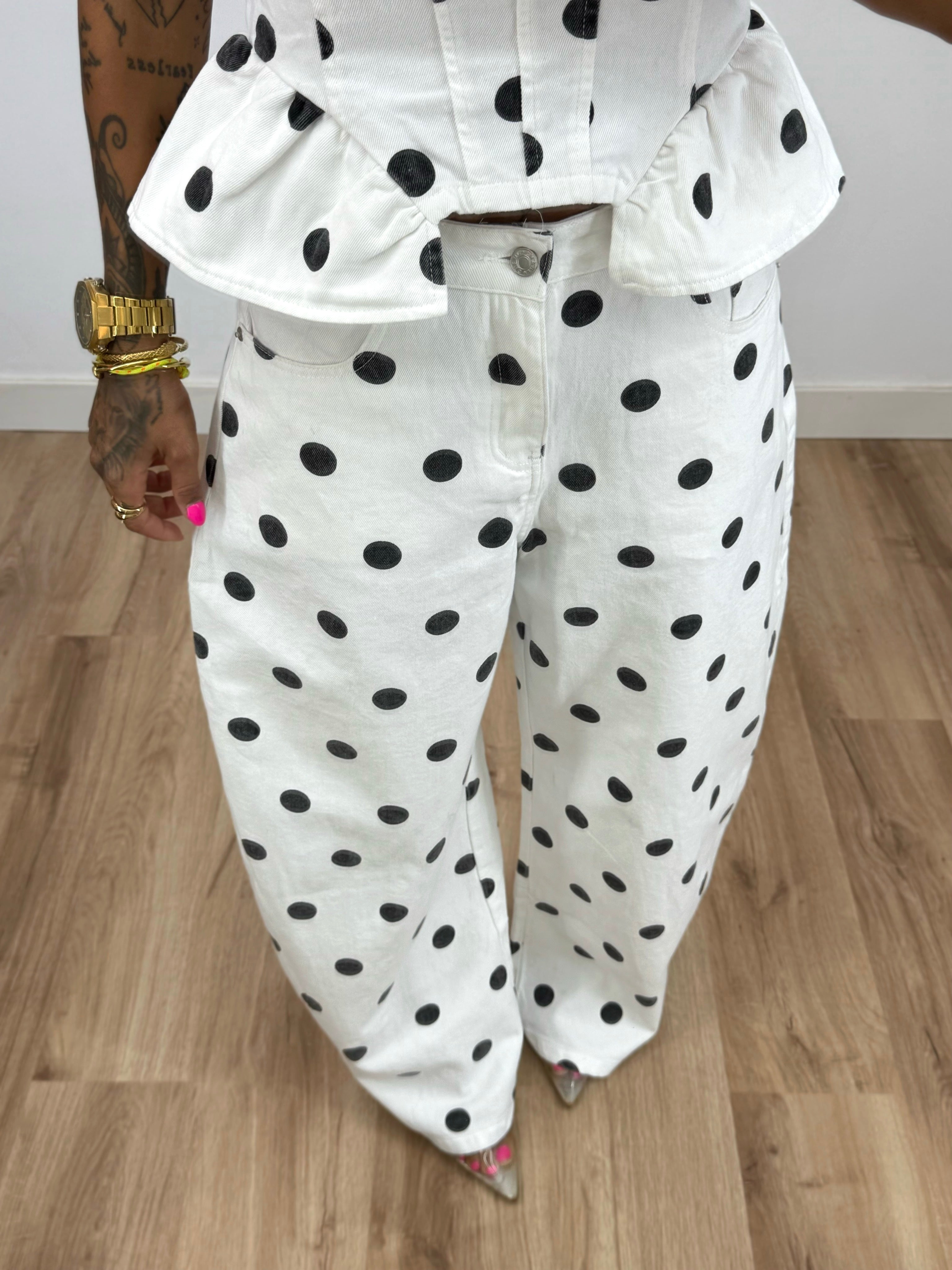 JEANS PREMIUM DENIM POLKA DOTS