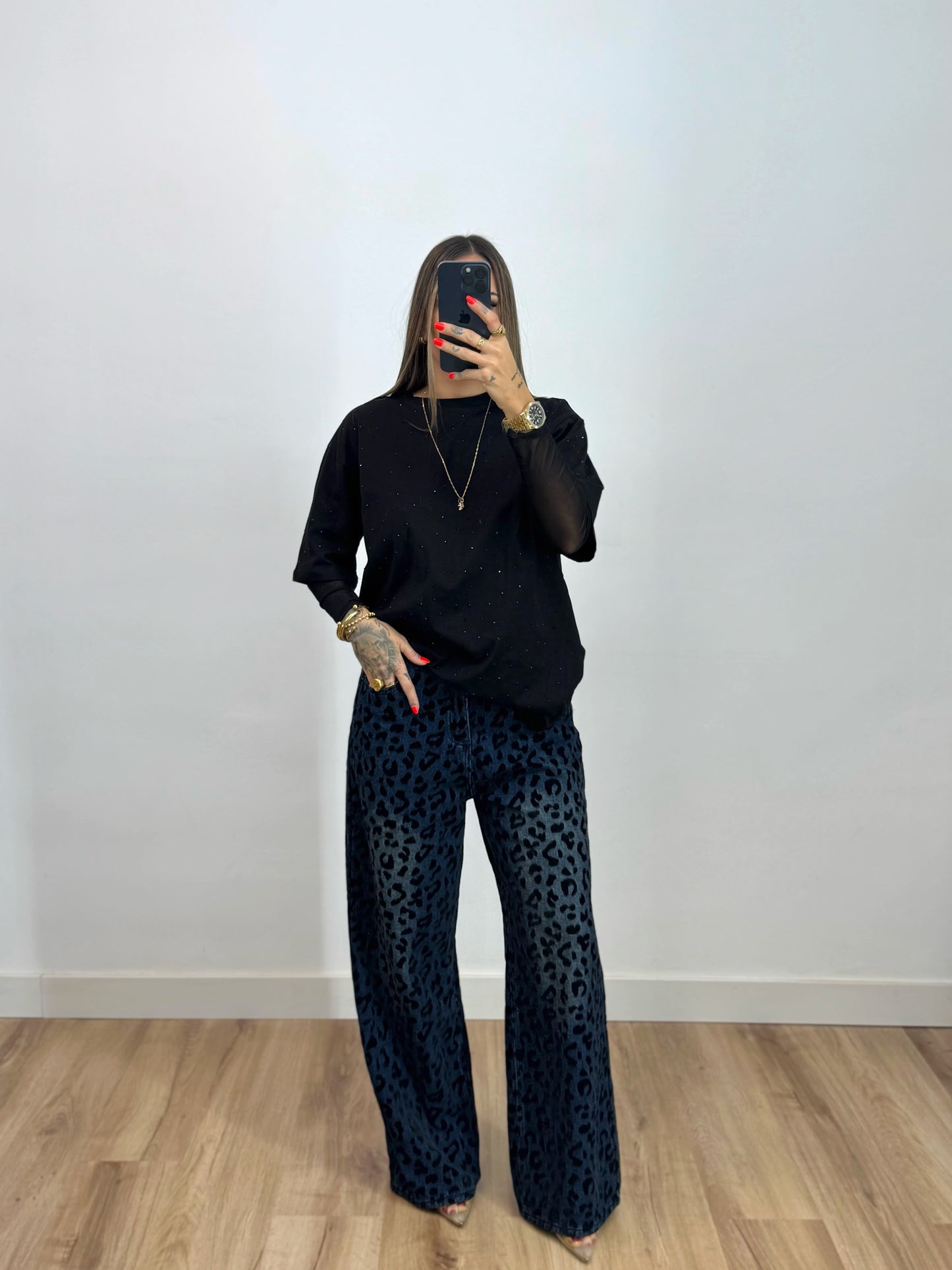 JEANS PREMIUM BLACK LEOPARD