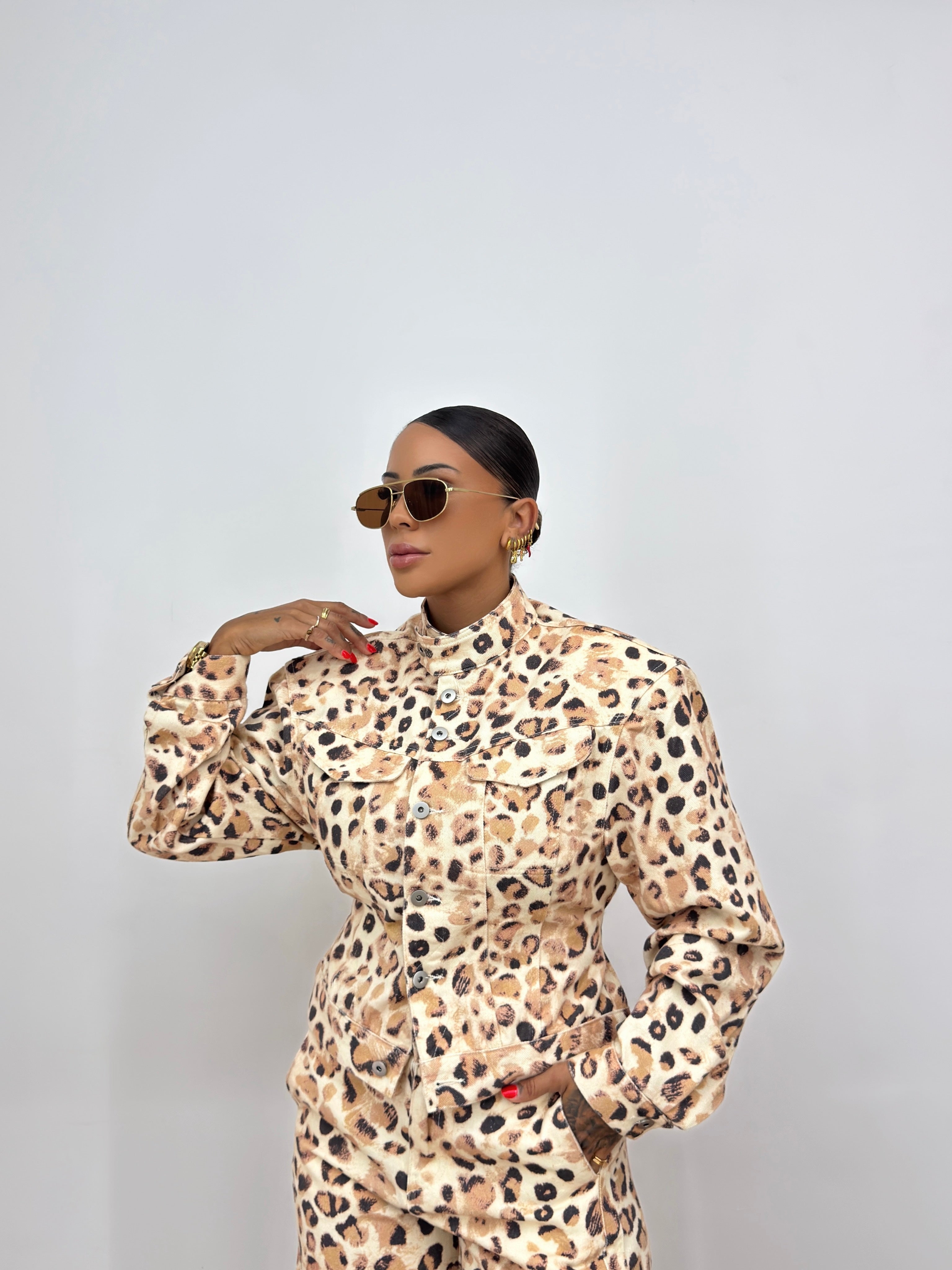 CHAQUETA PREMIUM DENIM LEOPARD