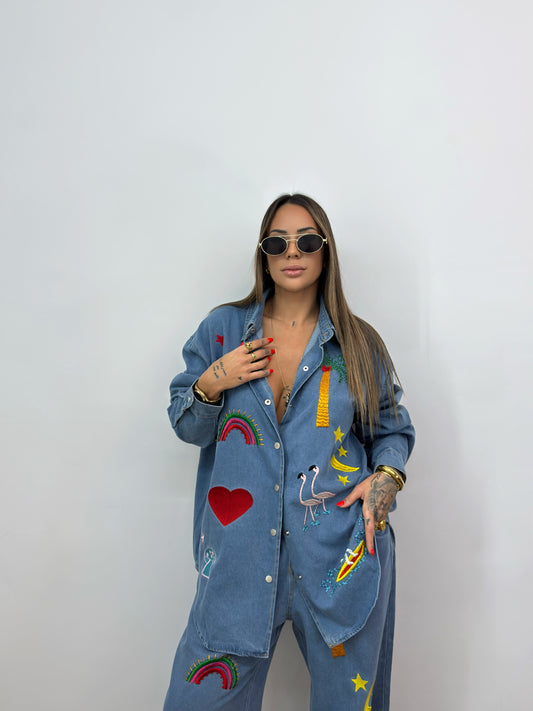 CONJUNTO PREMIUM DENIM FLAMINGO