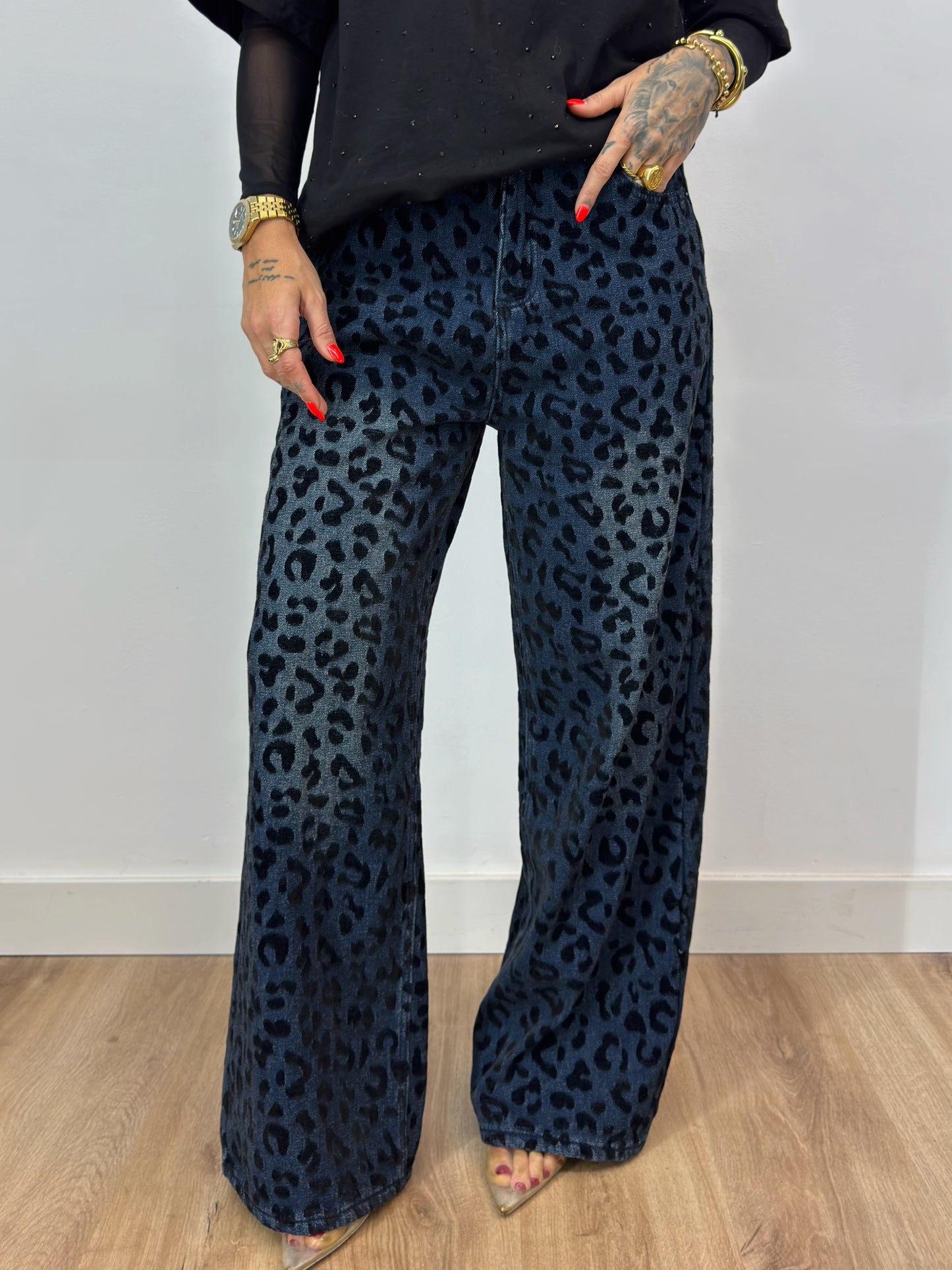 JEANS PREMIUM BLACK LEOPARD