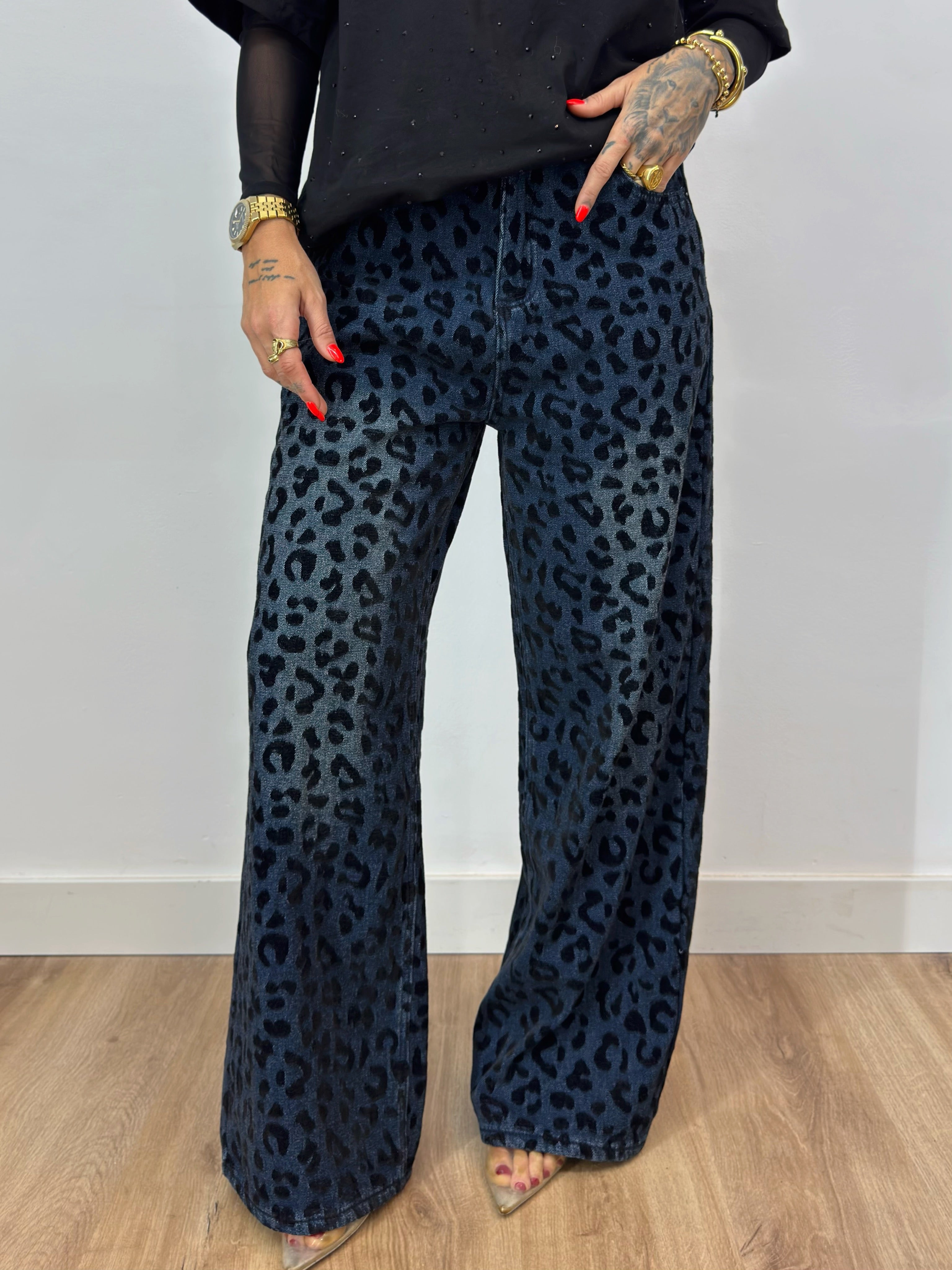 JEANS PREMIUM BLACK LEOPARD