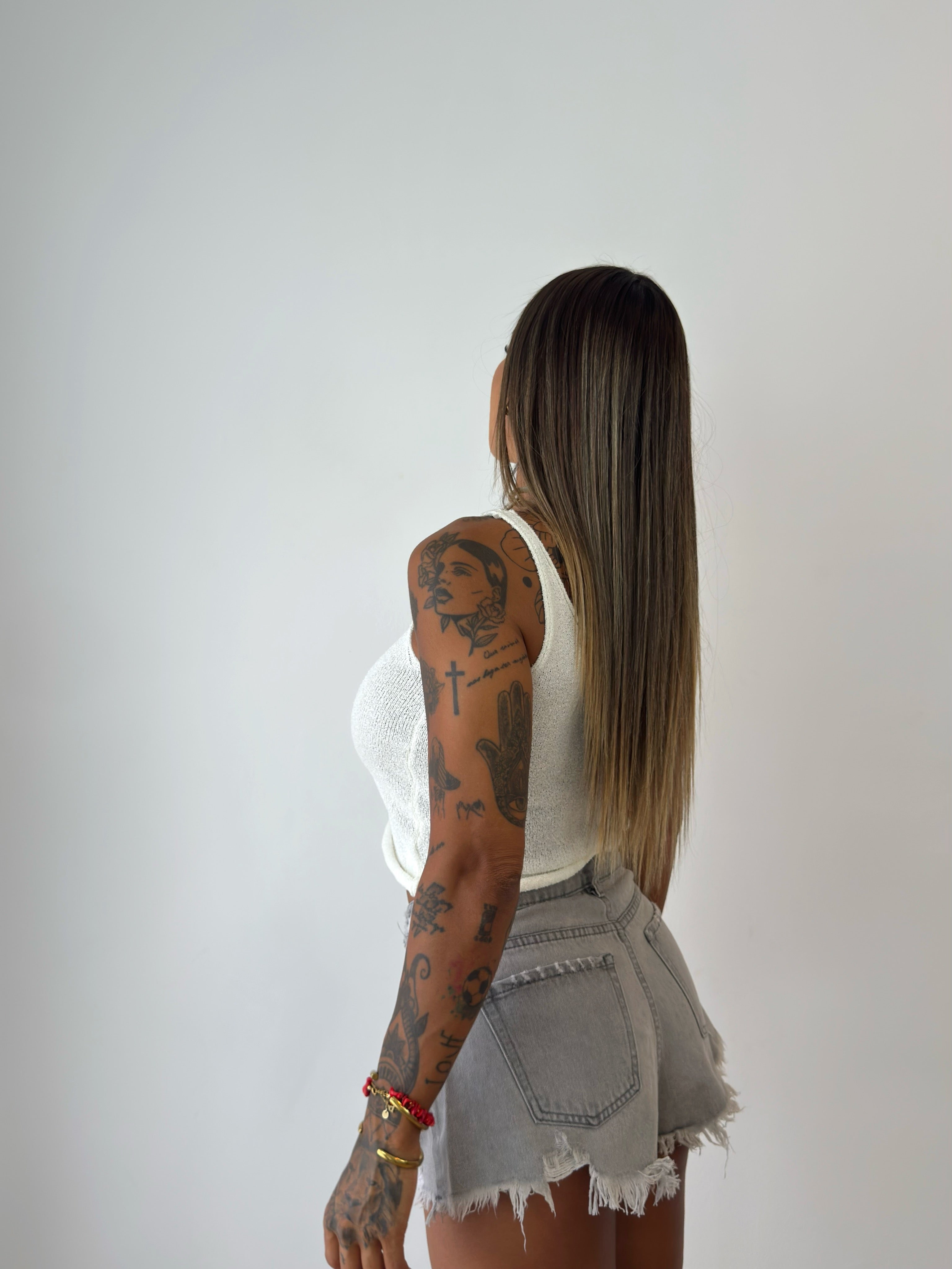 SHORT DENIM BROKEN GREY