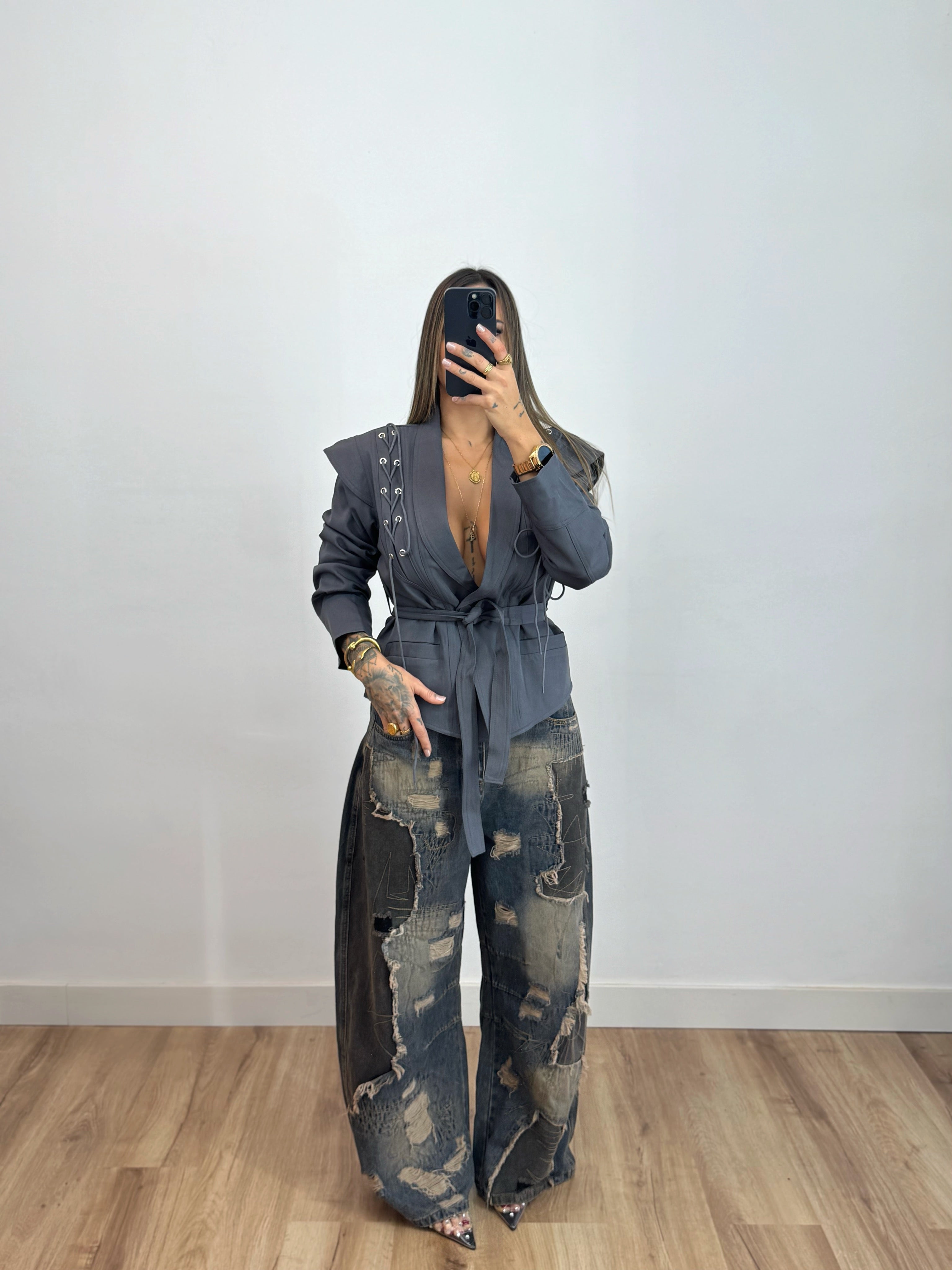 JEANS PREMIUM BROKEN GREY