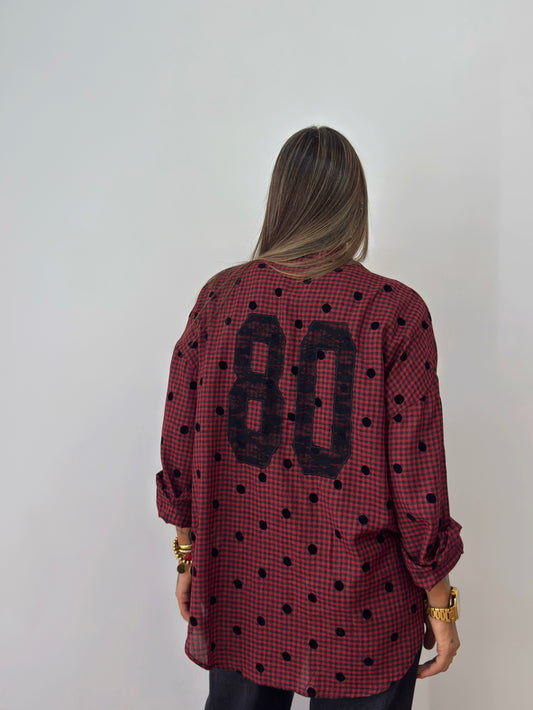 CAMISA OVER VICHY DOTS