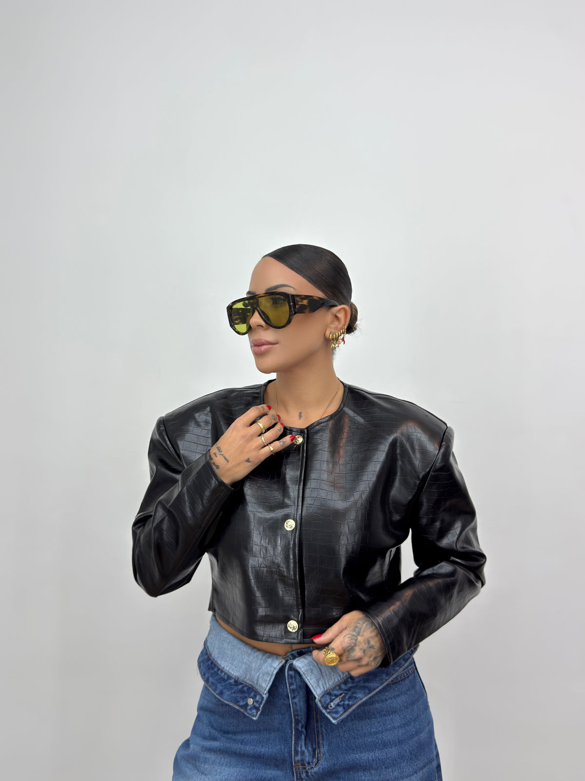 CHAQUETA CROPPED CROCO