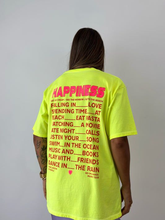 CAMISETA EFECTO LAVADO HAPPINESS NEÓN