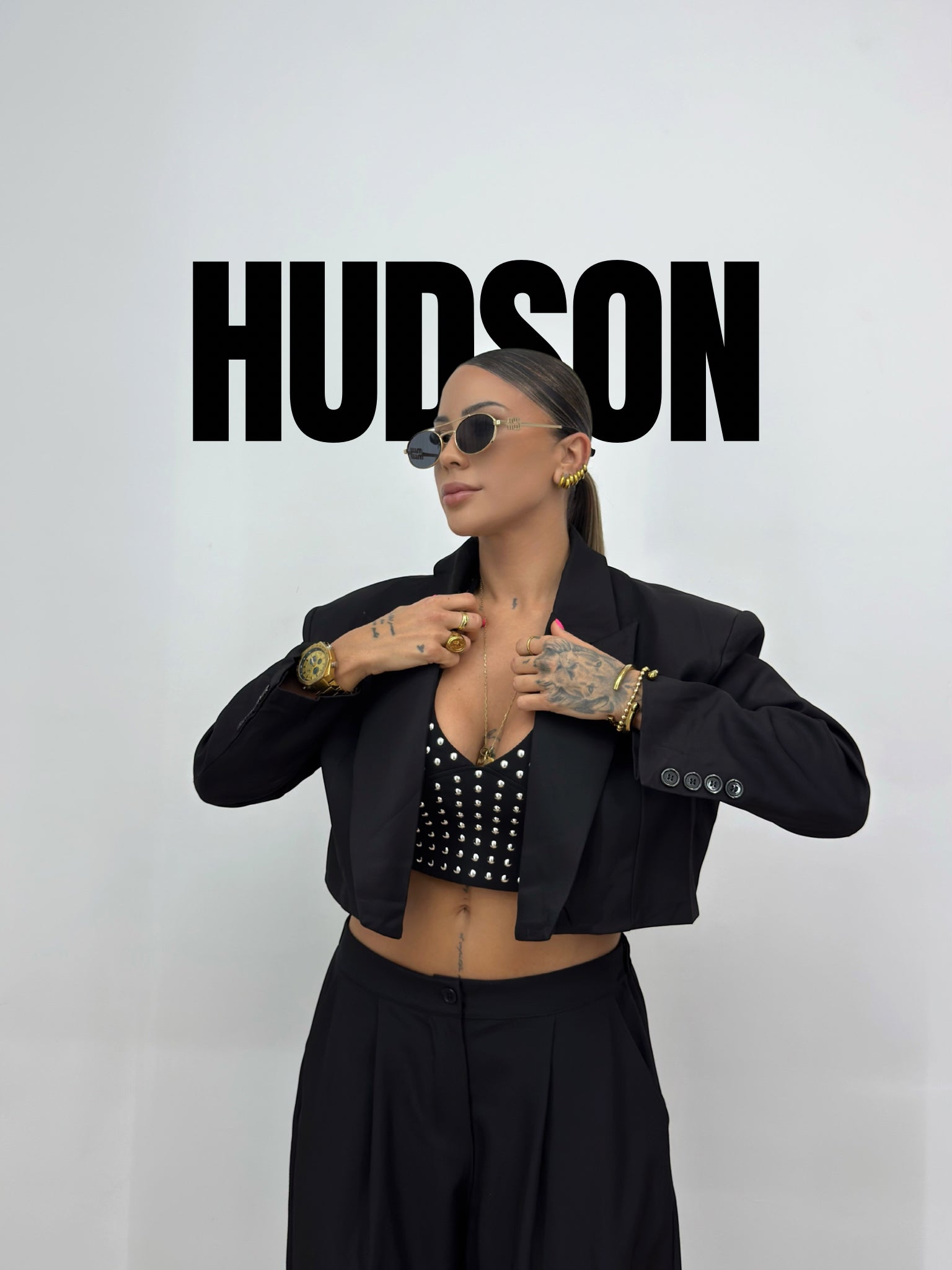 BLAZER CROPPED OVER HUDSON BLACK