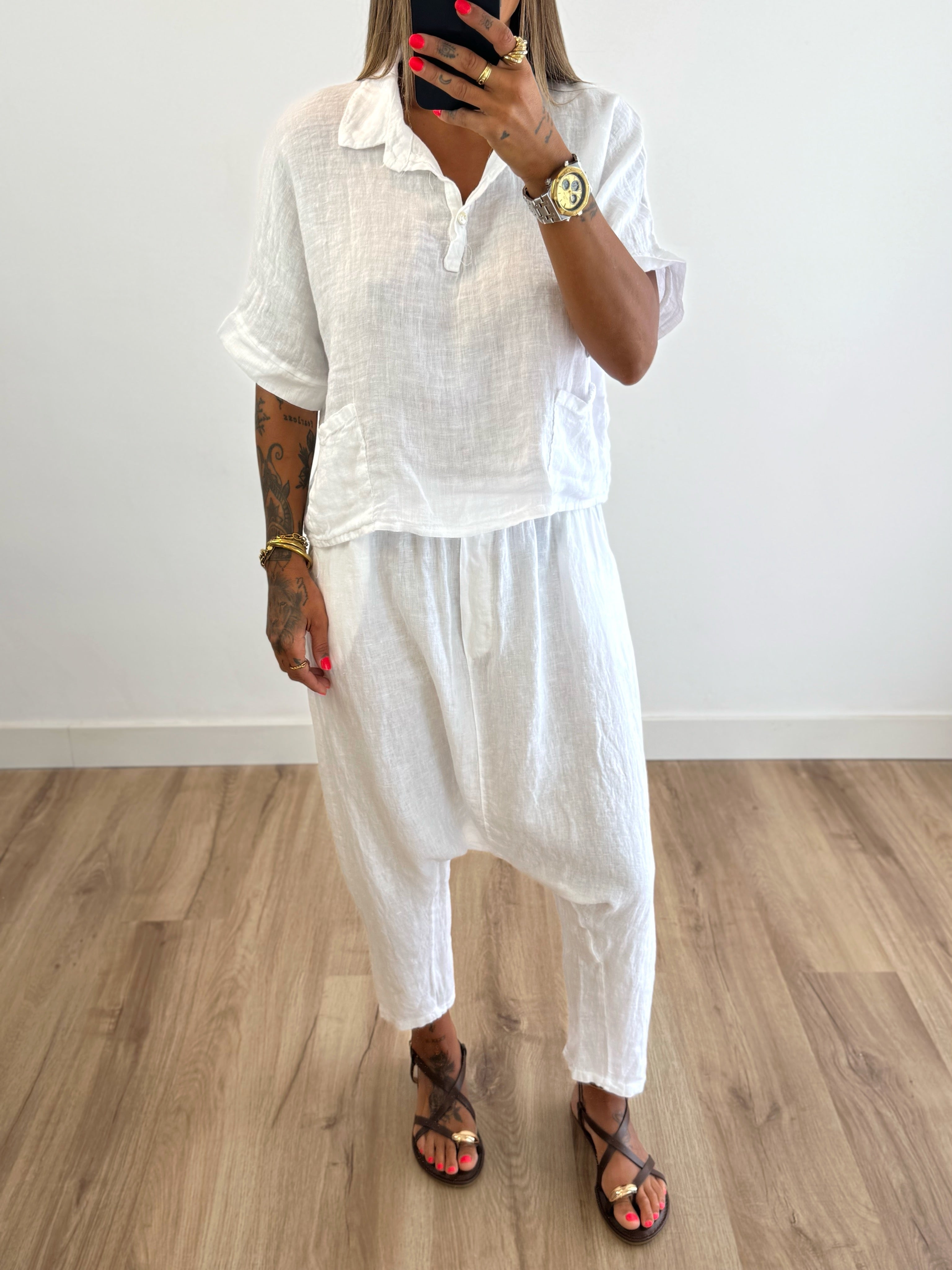 CAMISA CROPPED PURO LINO ROURI