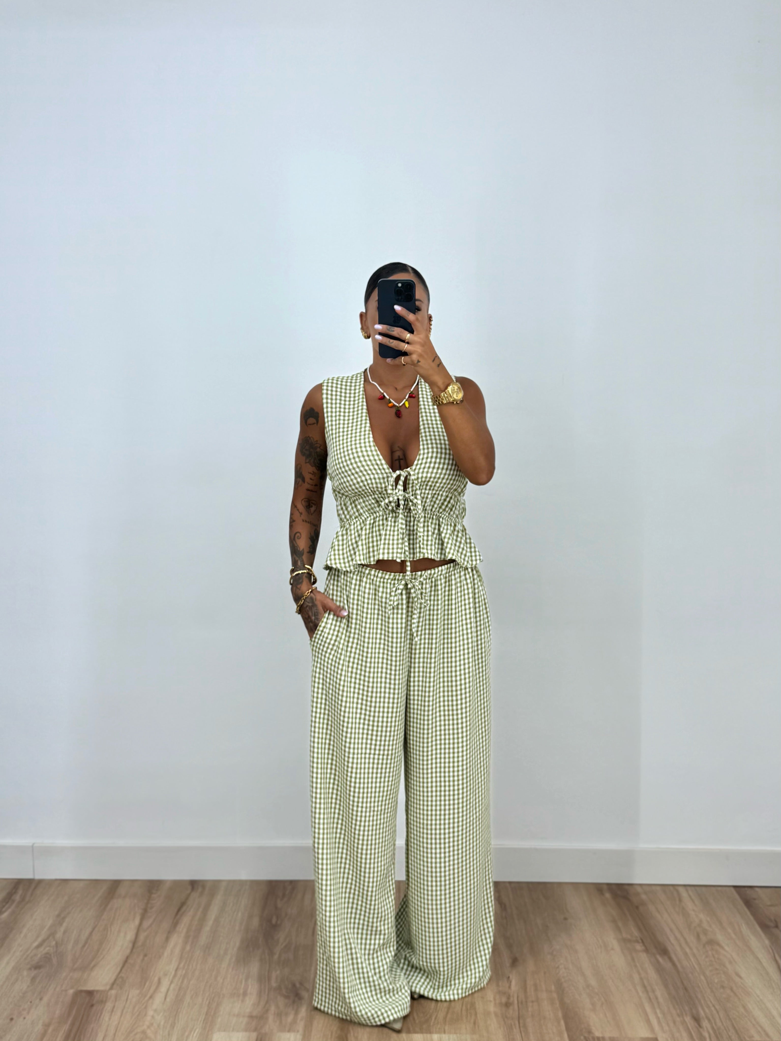 PANTALÓN VICHY OLIVE