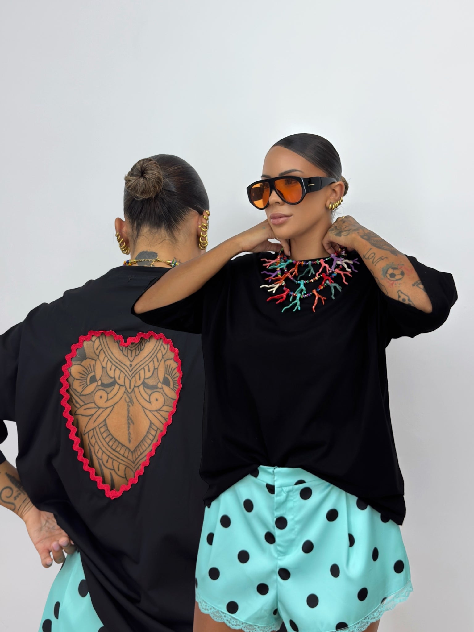 CAMISETA OVER PREMIUM BACK HEART BLACK