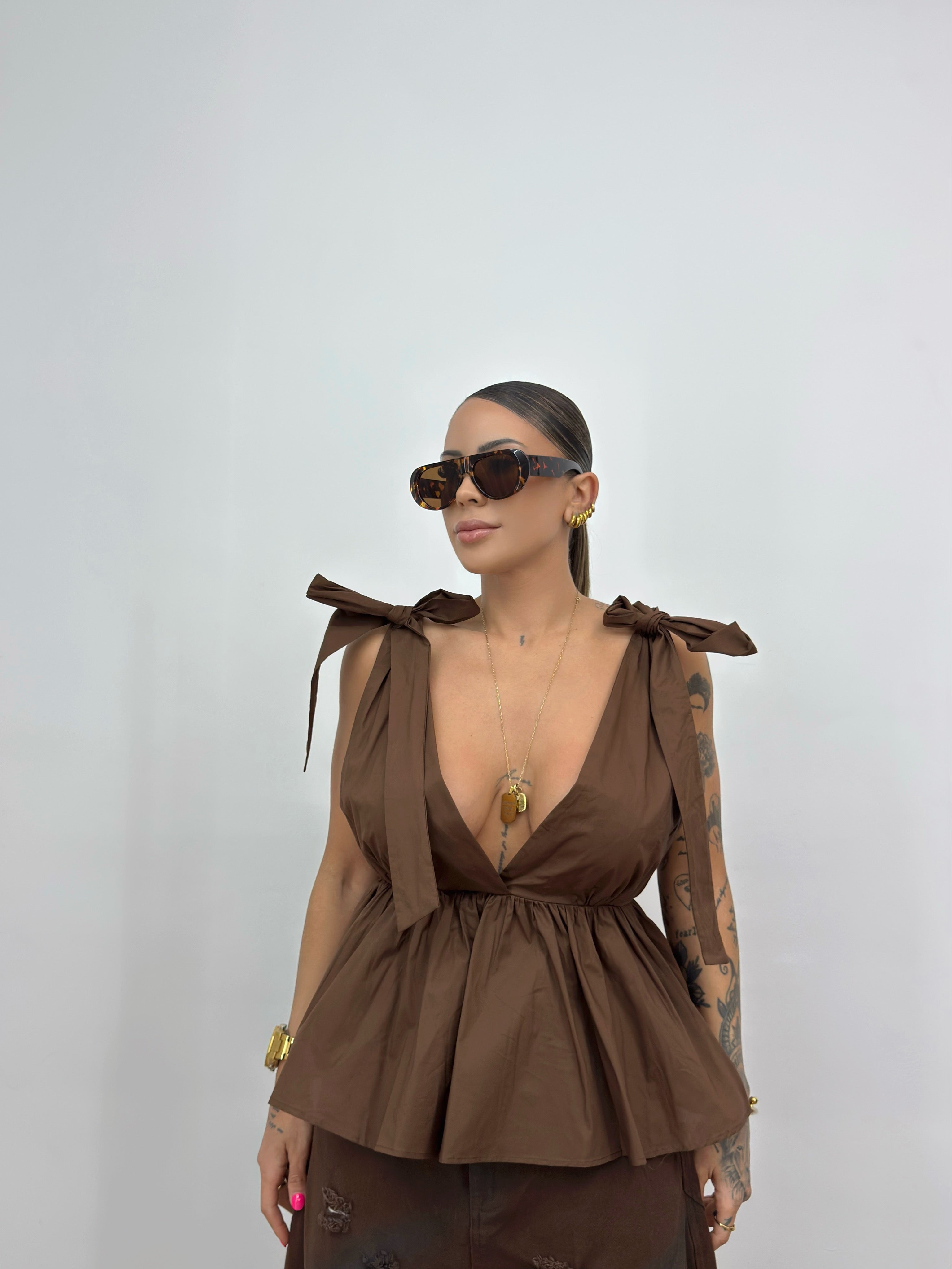 TOP PEPLUM LIAM CHOCO