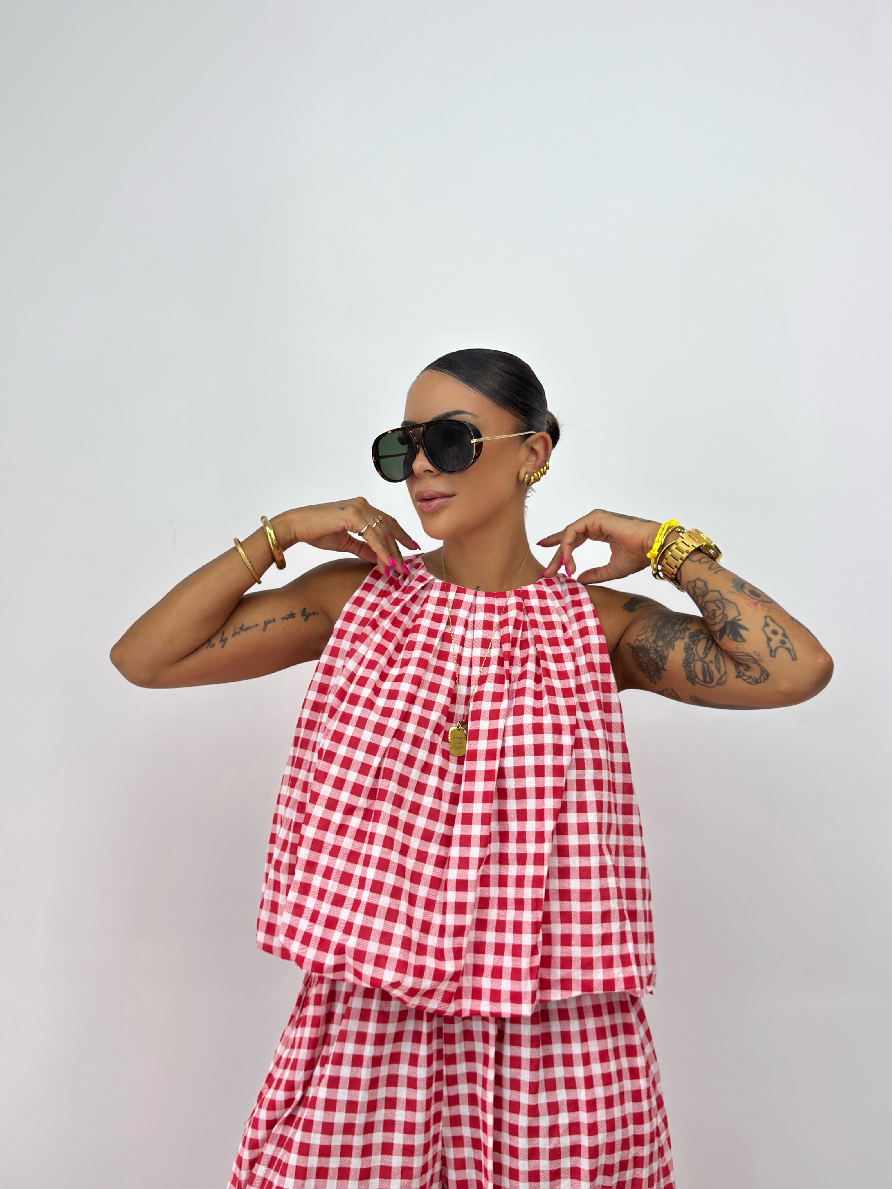 TOP BALLOON VICHY RED