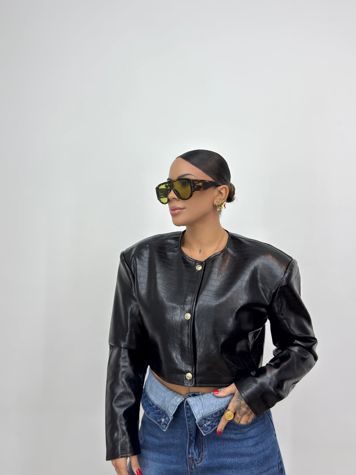 CHAQUETA CROPPED CROCO