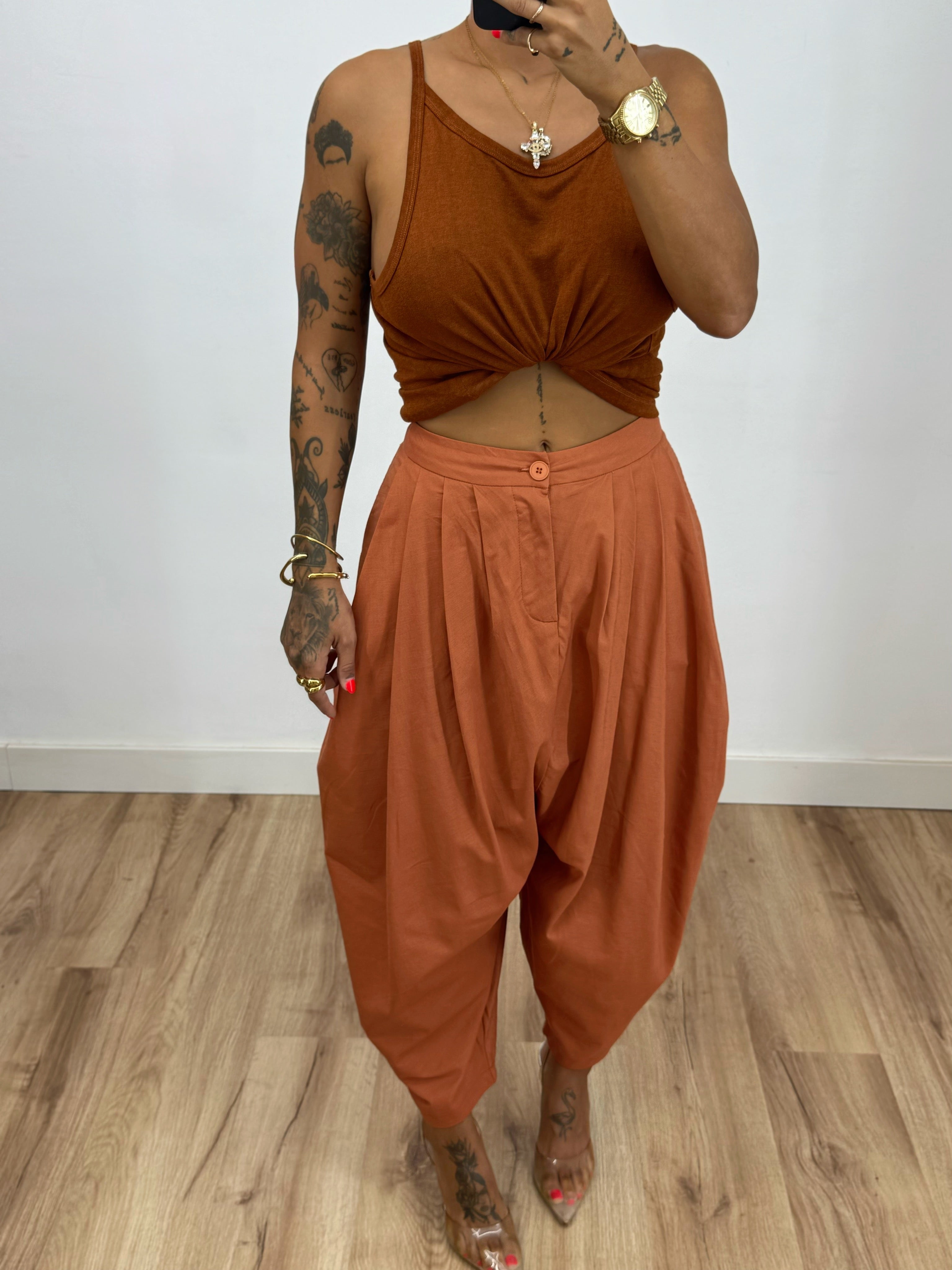 PANTALÓN BAGGY PREMIUM PURO LINO BRIQUE