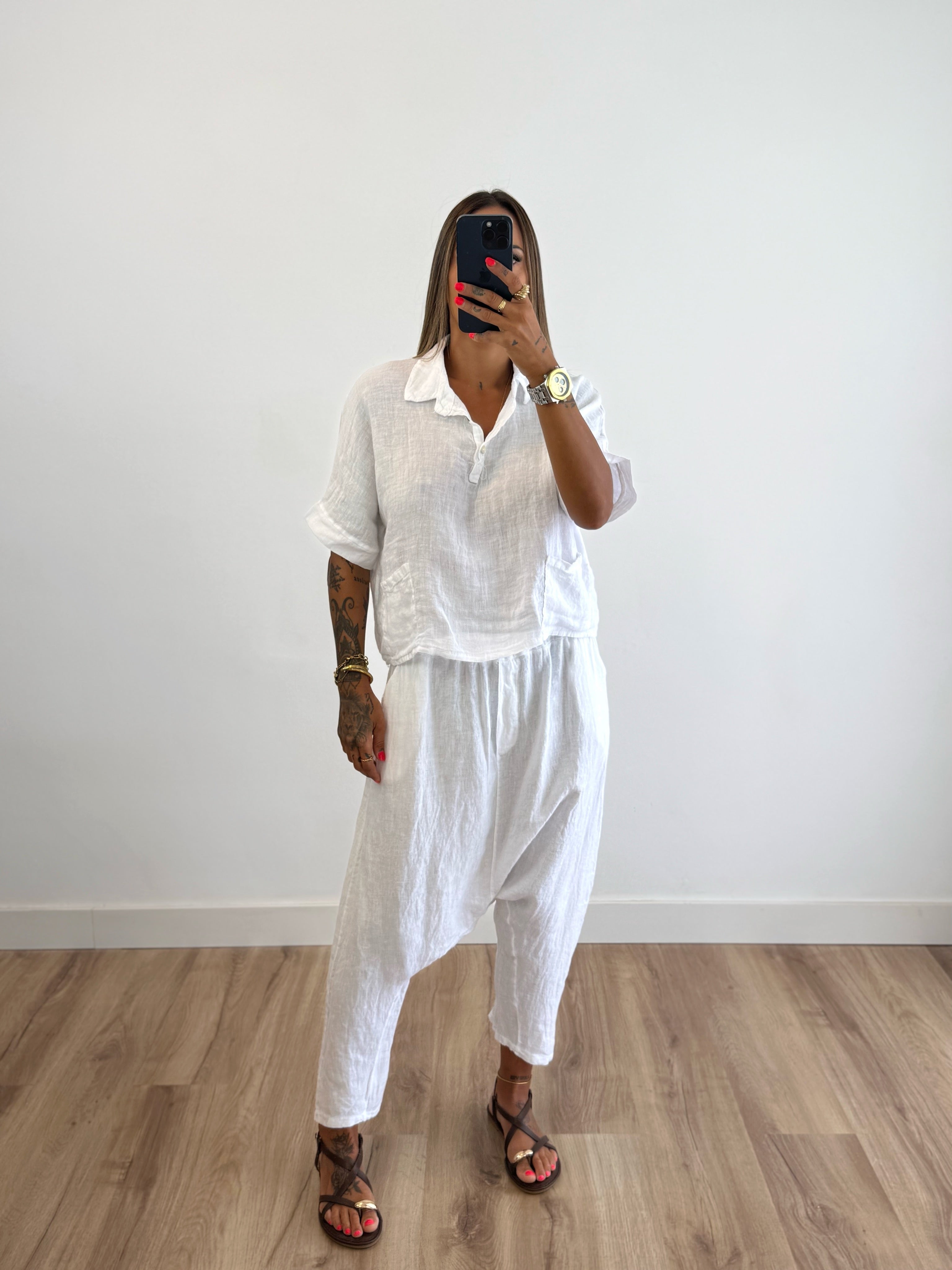 CAMISA CROPPED PURO LINO ROURI