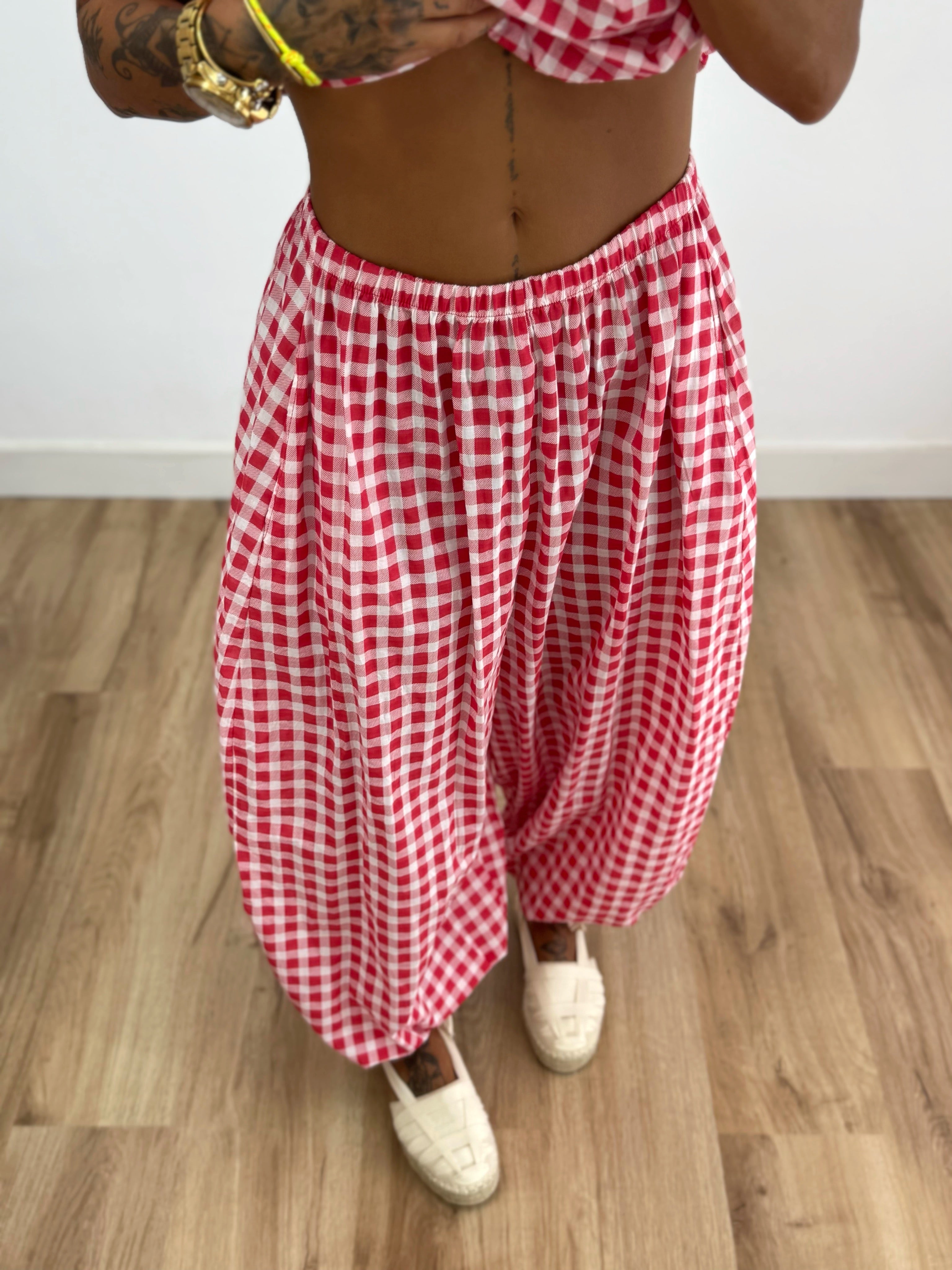 PANTALÓN BALLOON VICHY RED