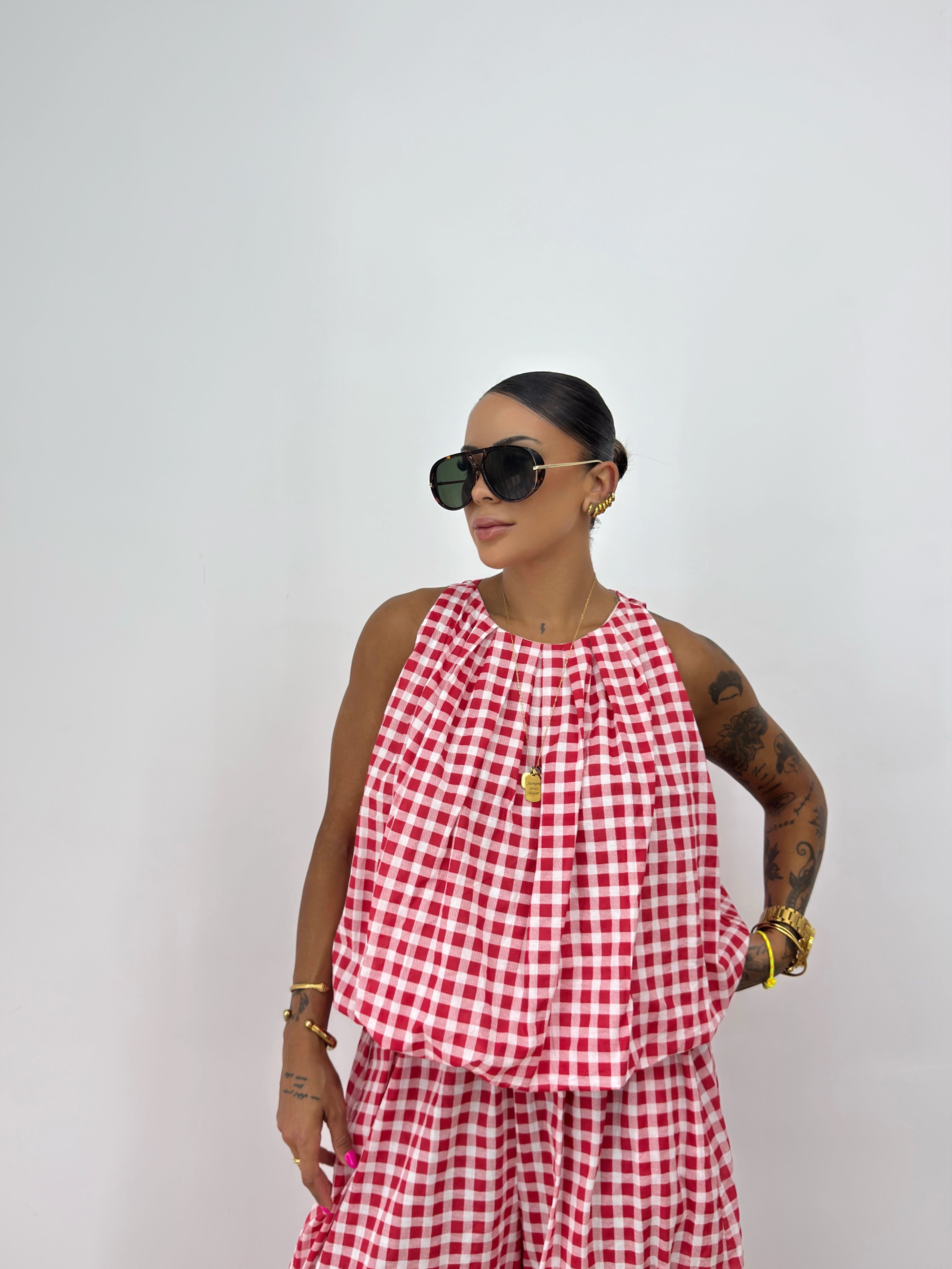 TOP BALLOON VICHY RED