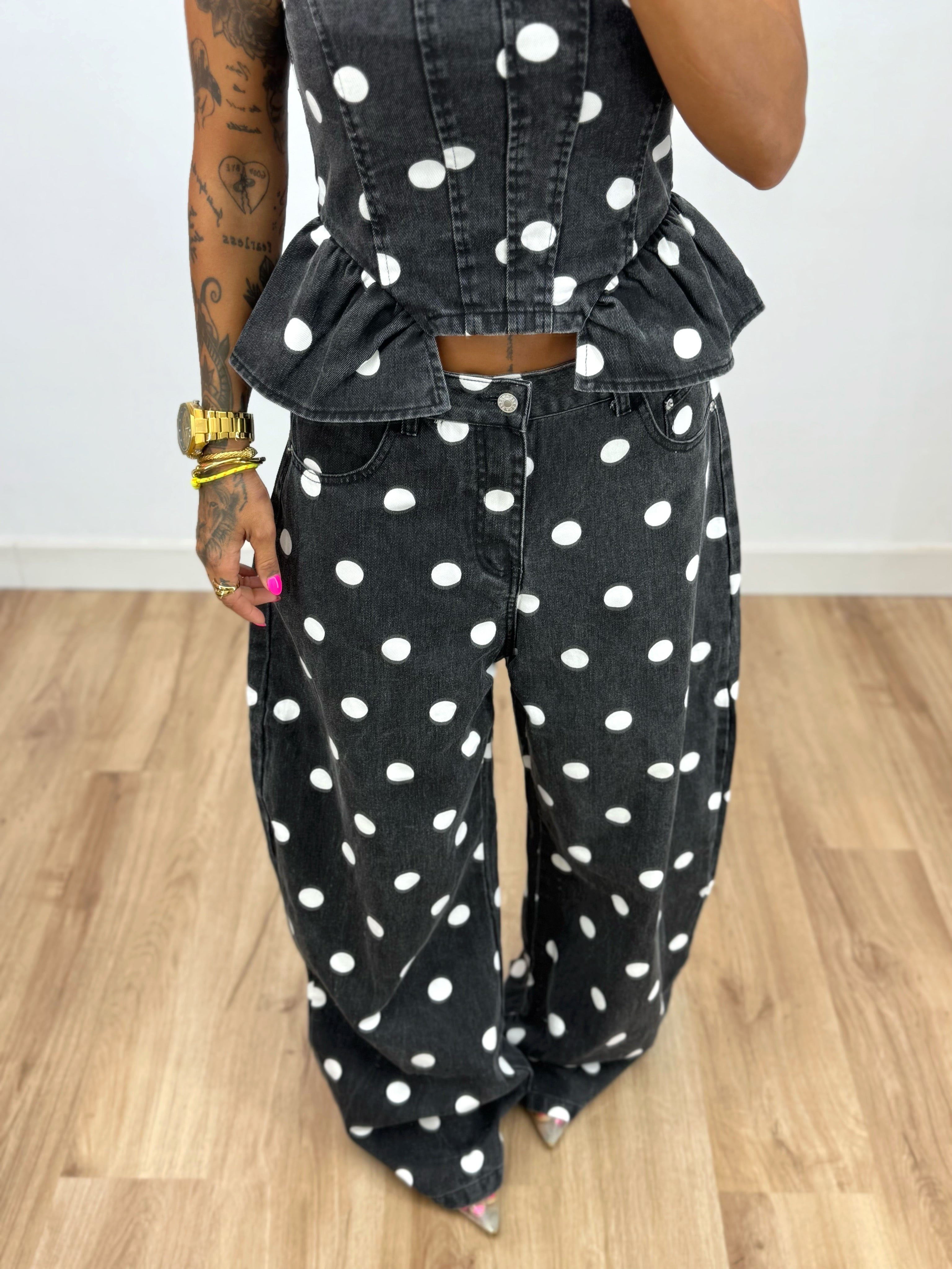 JEANS PREMIUM DENIM POLKA DOTS