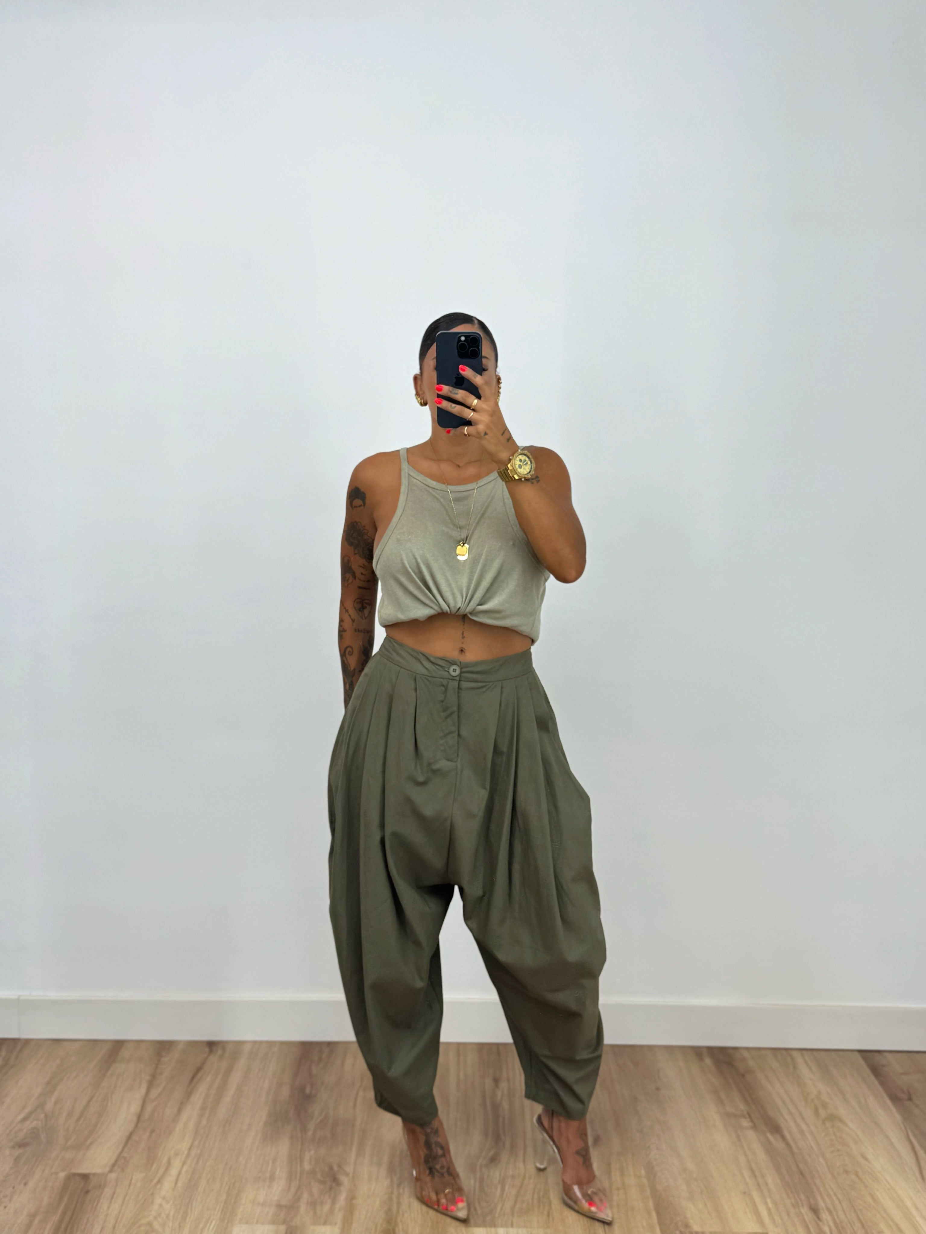 PANTALÓN BAGGY PREMIUM PURO LINO VERD