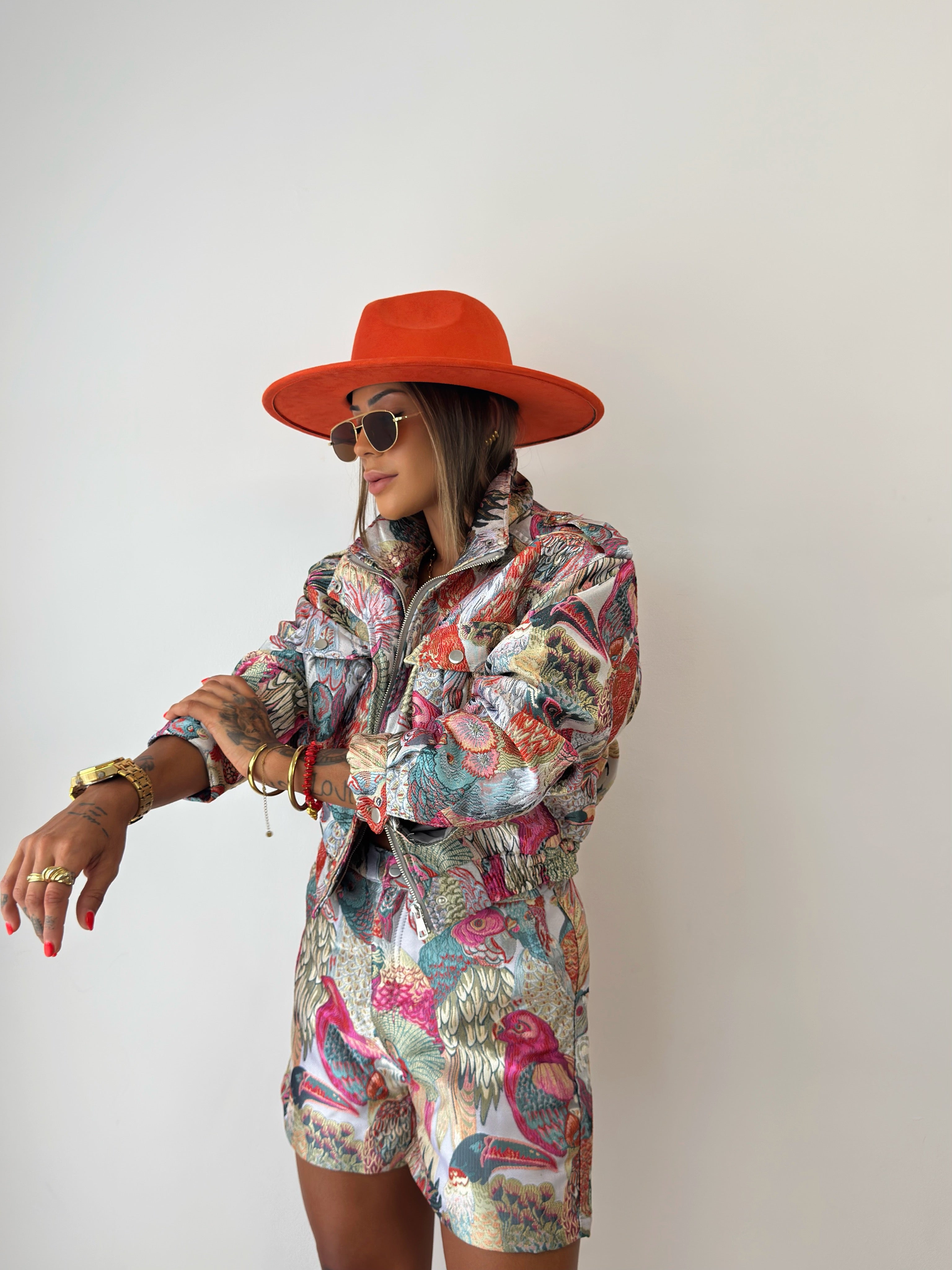 SHORT PREMIUM BORDADO FLAMINGO