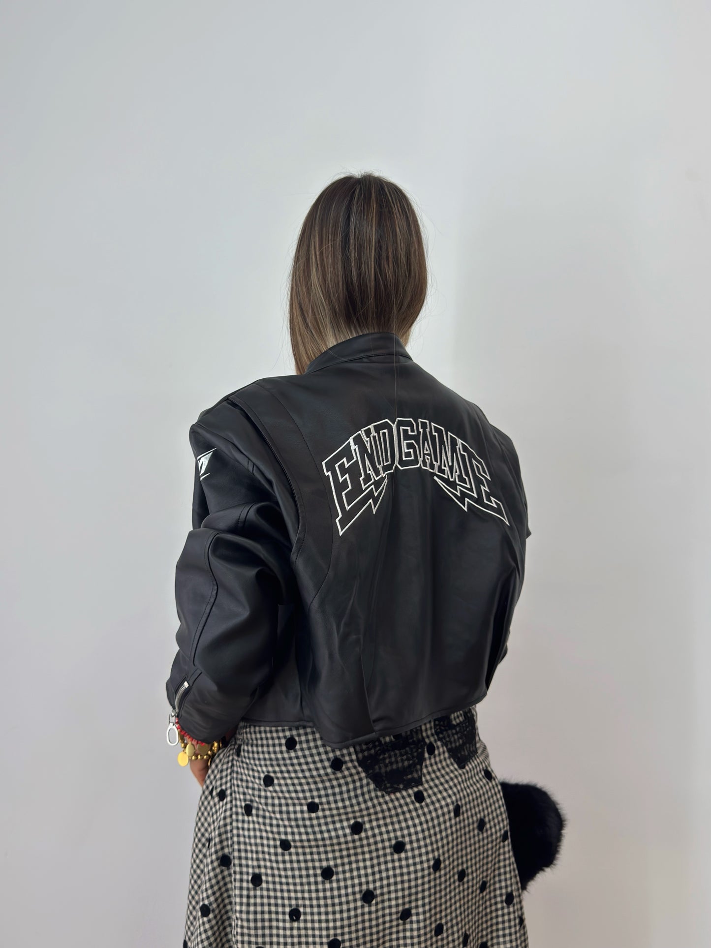 BIKER CROPPED PREMIUM FLORA BLACK