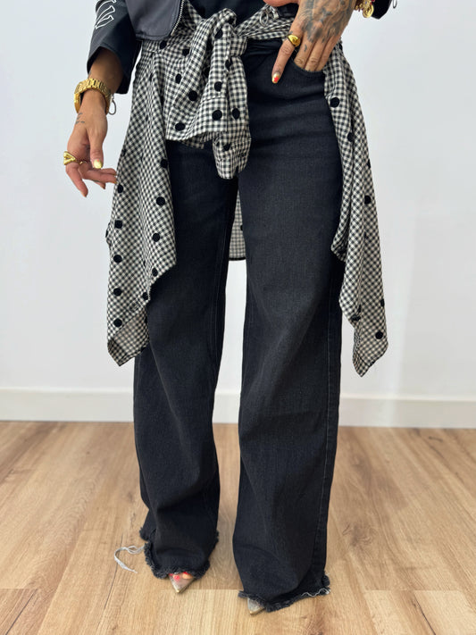 JEANS WIDE LEG BLACK DESFLEK