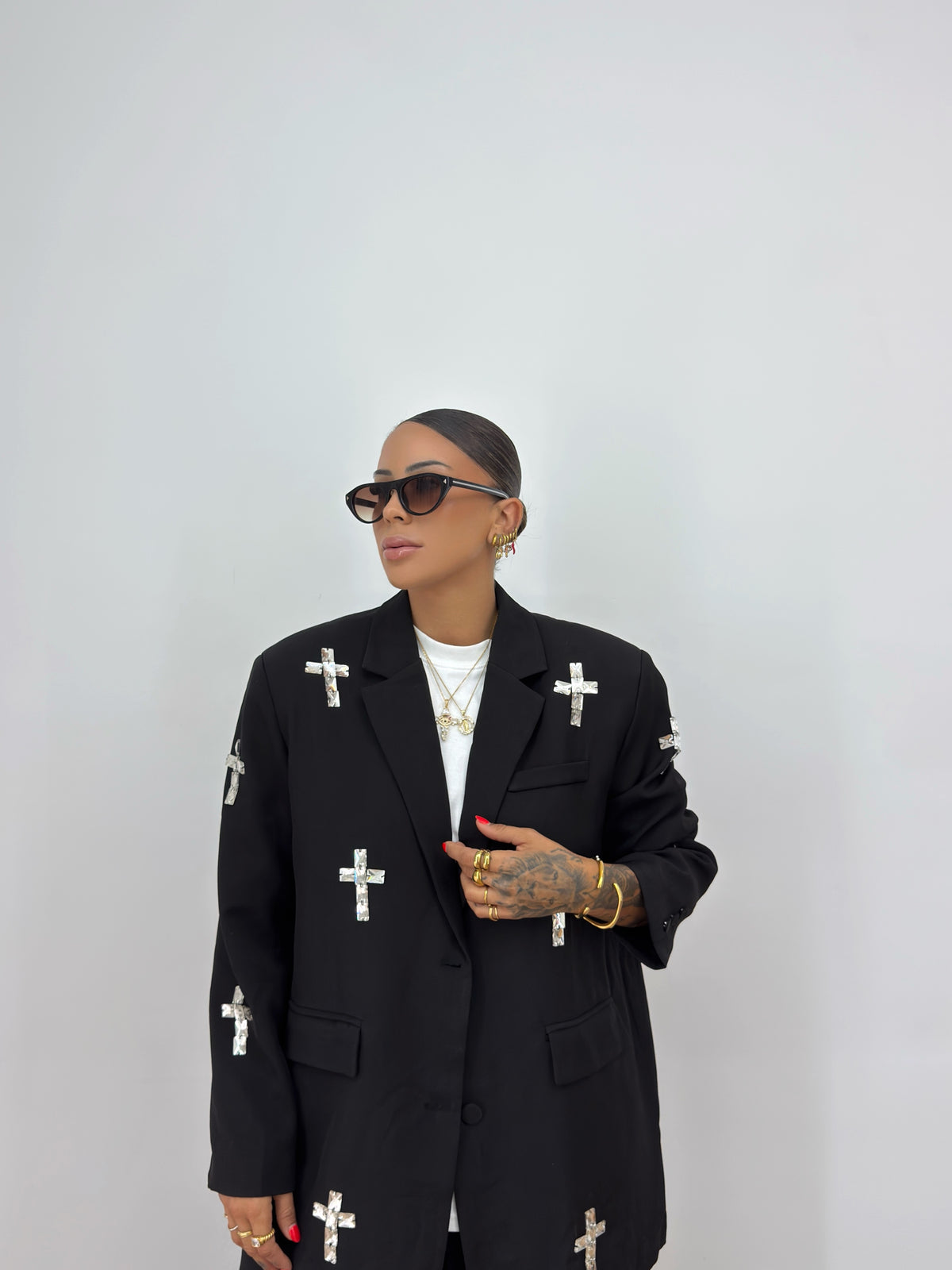 BLAZER OVER PREMIUM BLACK CROSS
