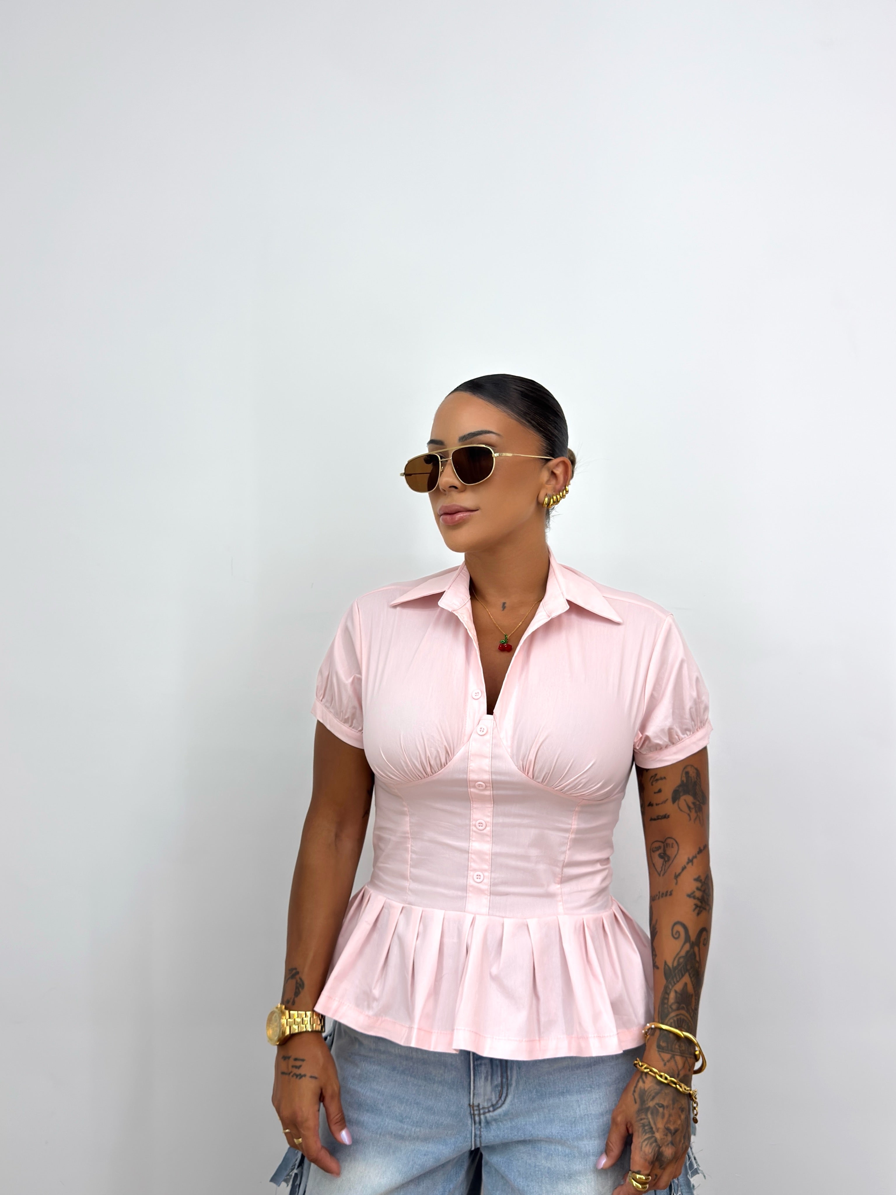 CAMISA PREMIUM ROSE PEPLUM