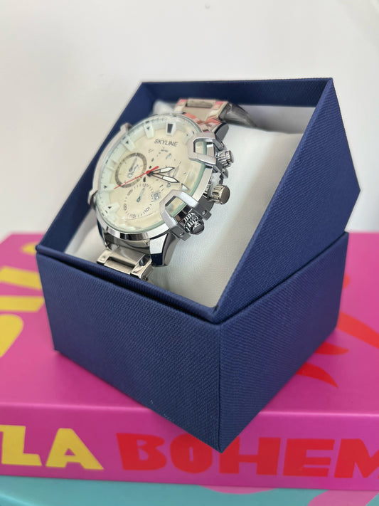 RELOJ SKYLINE SILVER GLASS | UNISEX