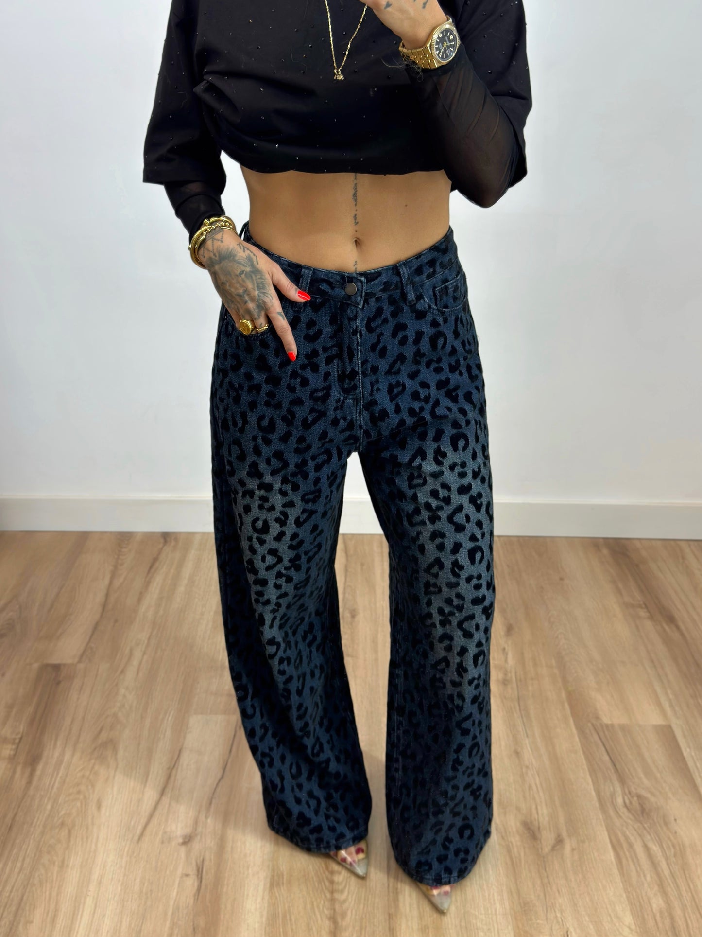 JEANS PREMIUM BLACK LEOPARD