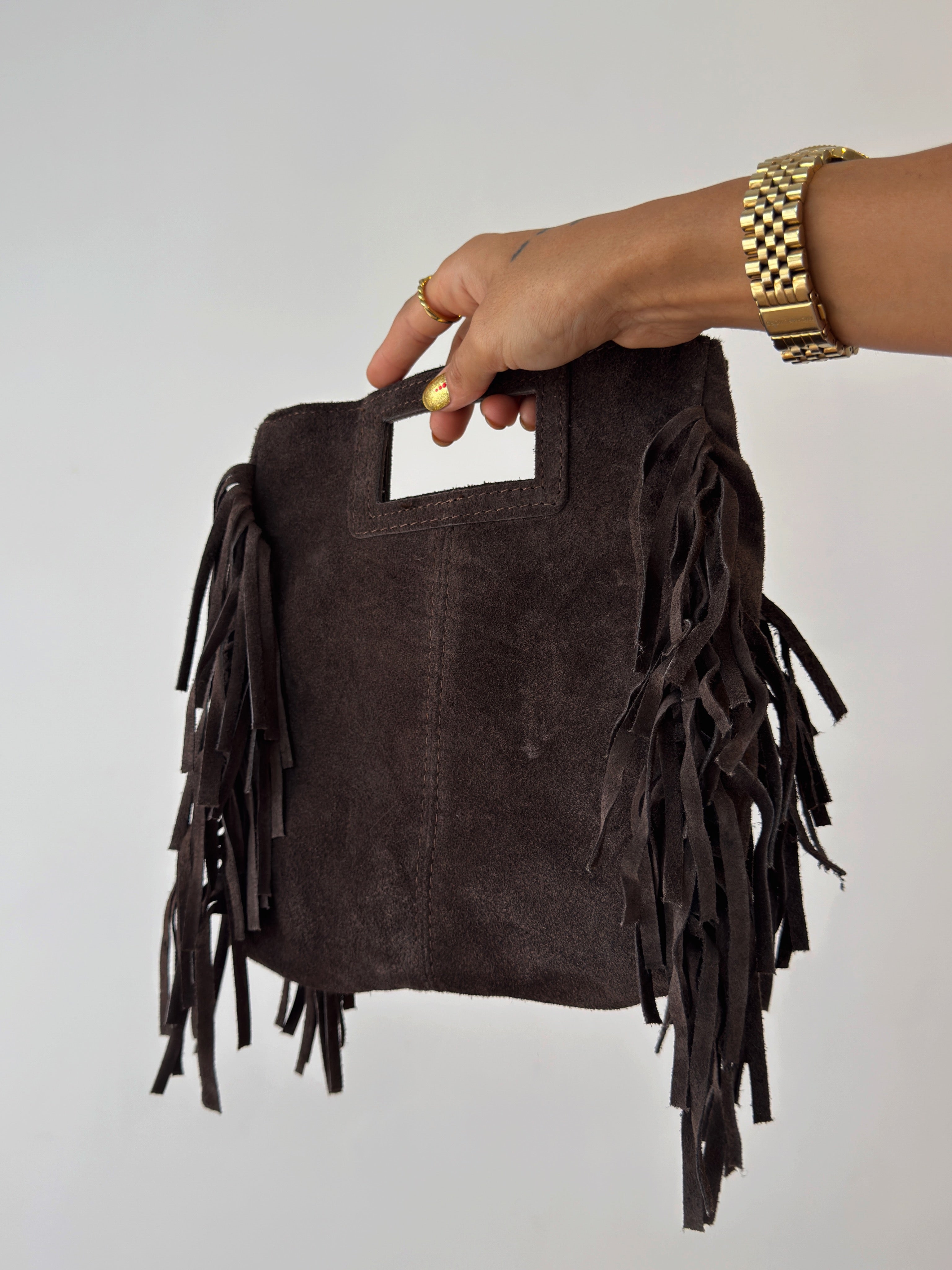 BOLSO PIEL CHOCO FLEKK