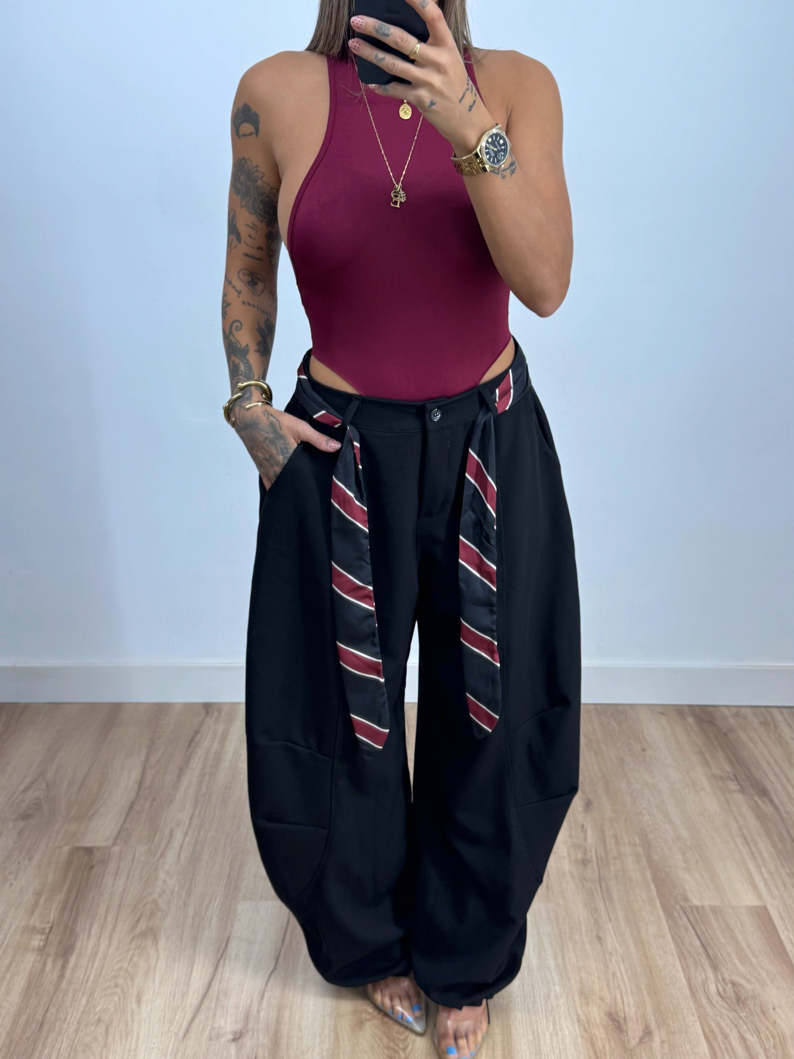 PANTALÓN BALLOON TIE BLACK