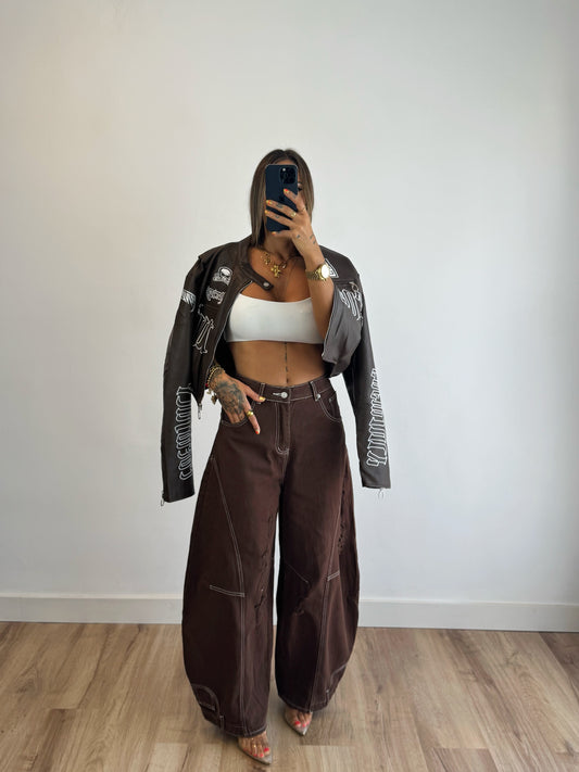 JEANS PREMIUM BALLOON BROKEN CHOCO