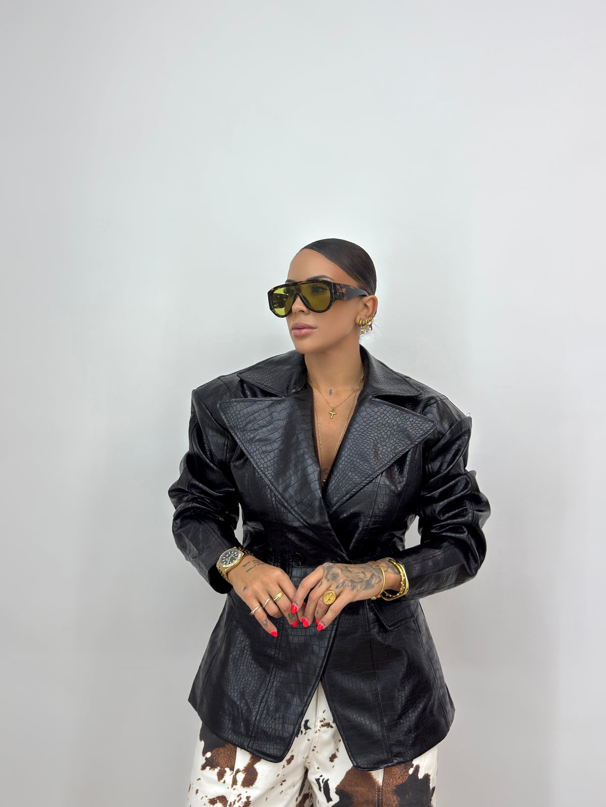 BLAZER PREMIUM ECO PIEL BLACK DROLE