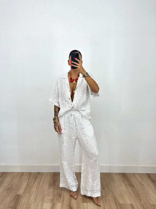 CAMISA PREMIUM PURO LINO POLKA BLANK