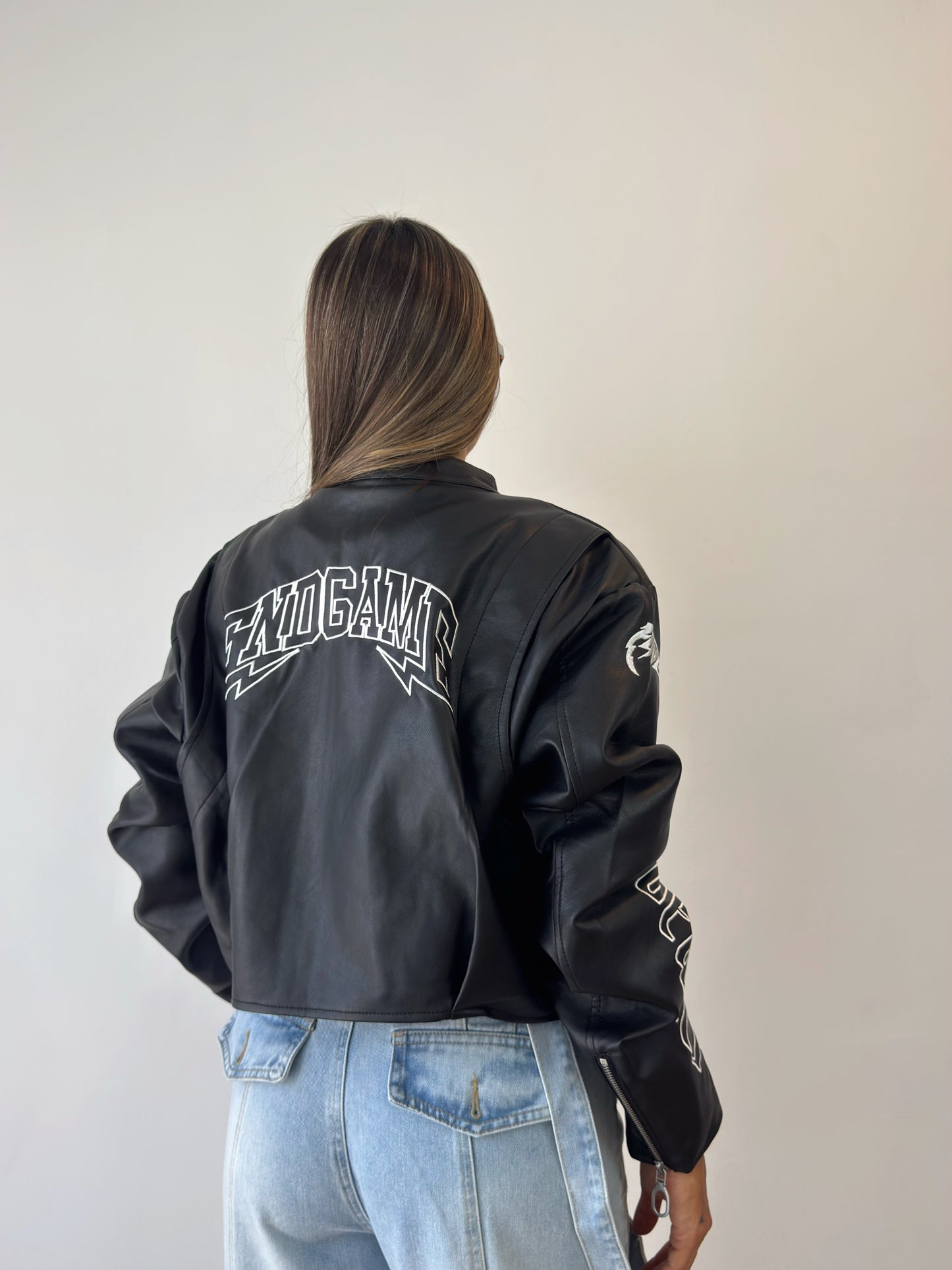 BIKER CROPPED PREMIUM FLORA BLACK