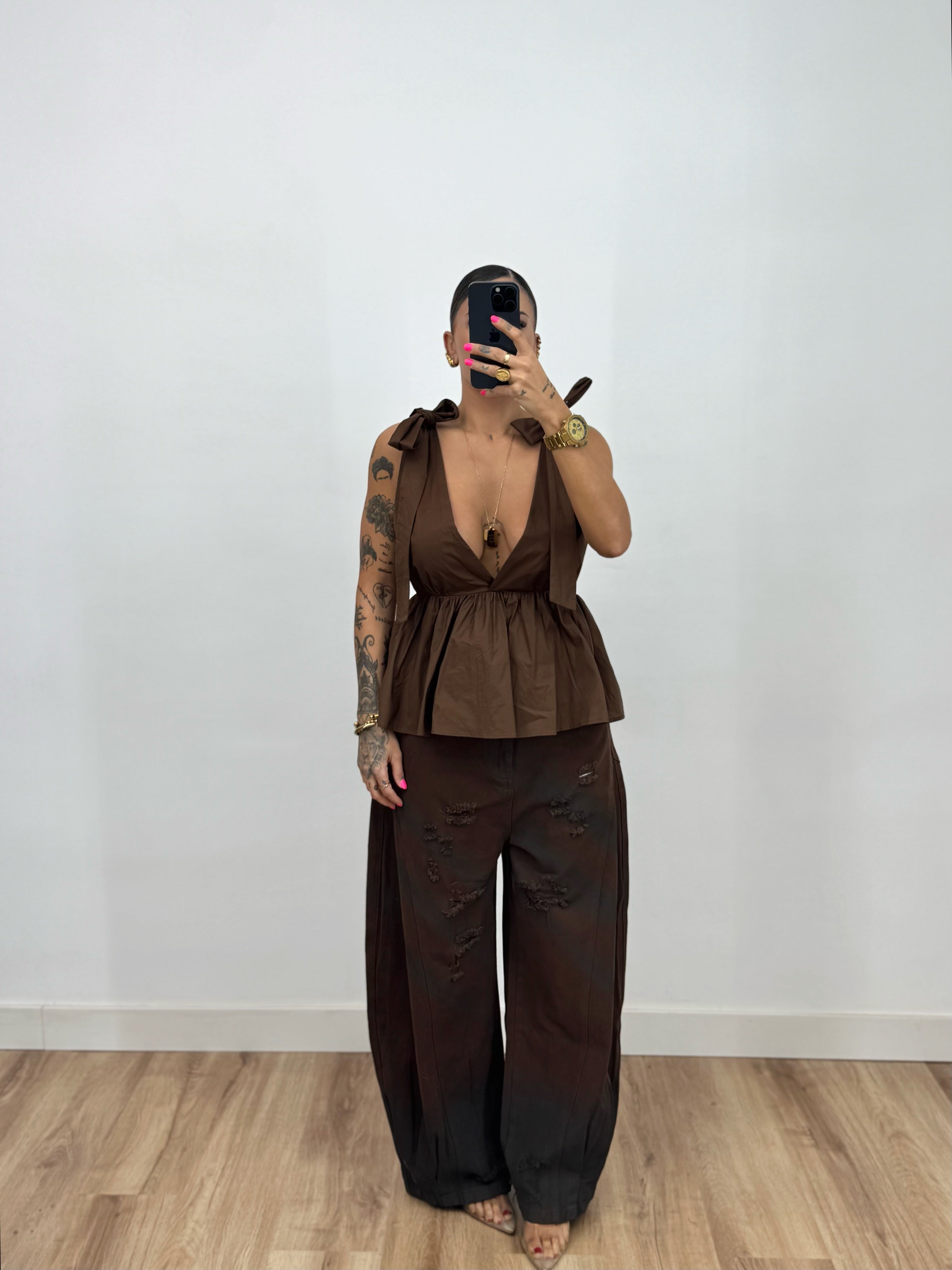 TOP PEPLUM LIAM CHOCO
