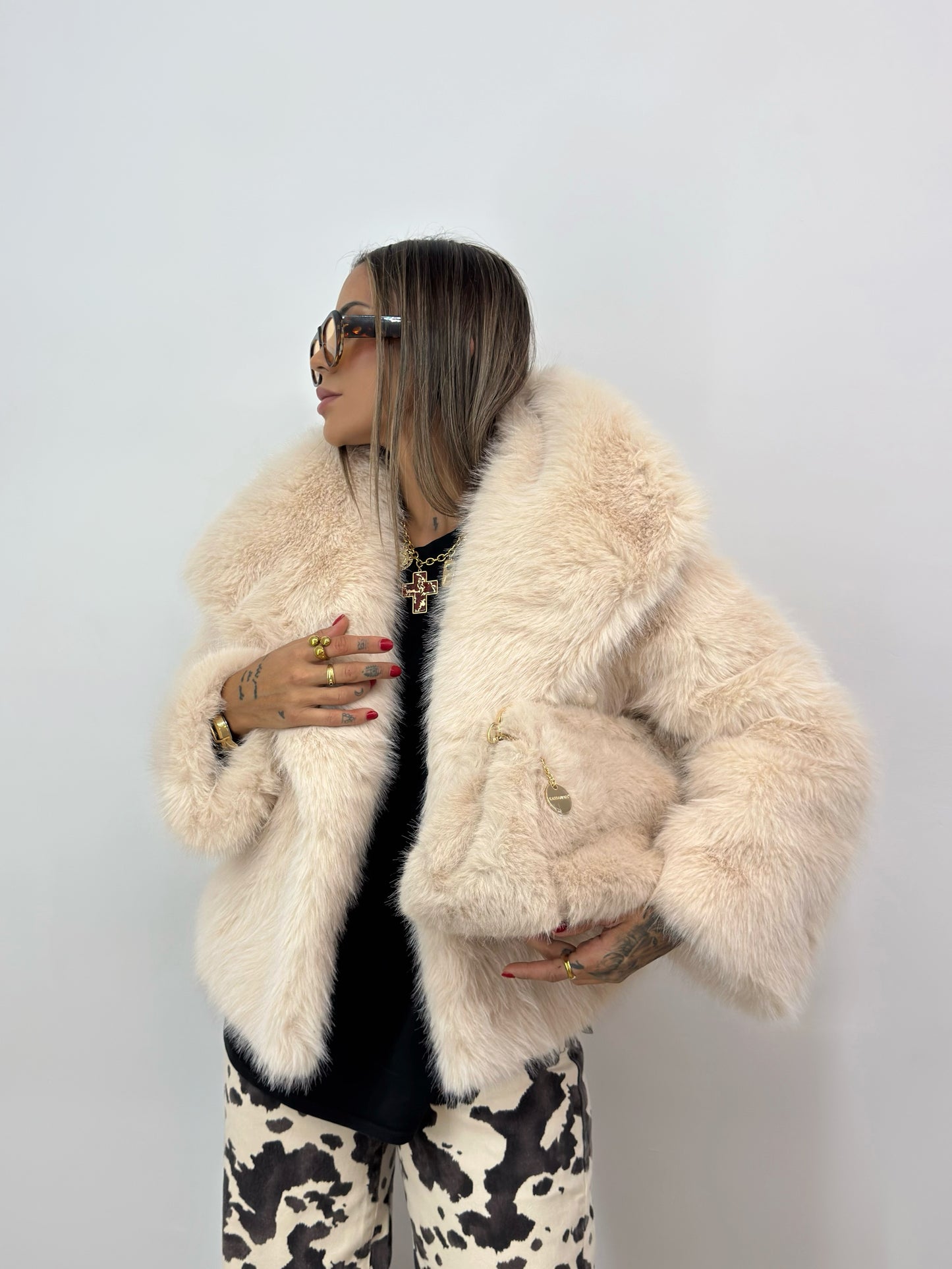 MAXI CLUTCH FLUFFY NUDE KASSANDRA
