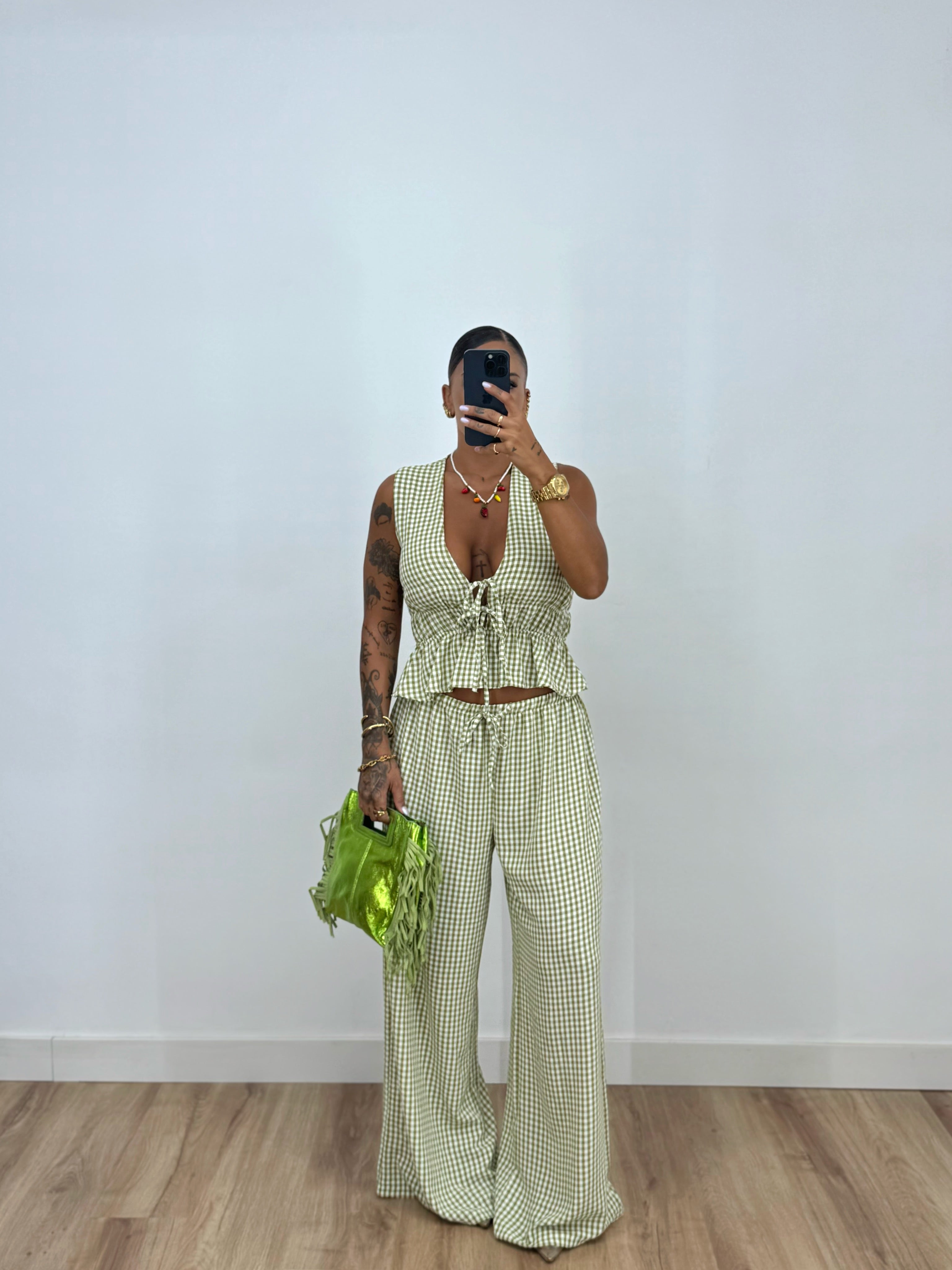 PANTALÓN VICHY OLIVE